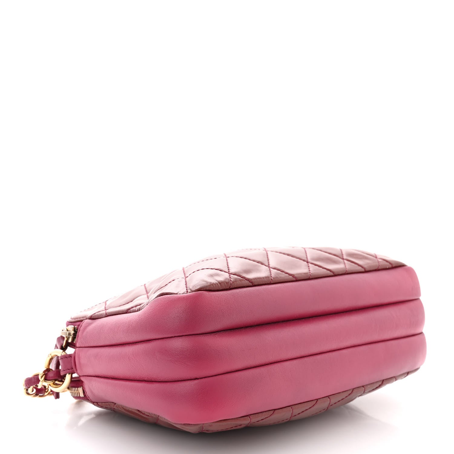 Chanel Patent Quilted Crown CC Double Zip Bag Dark Pink 4 of 13