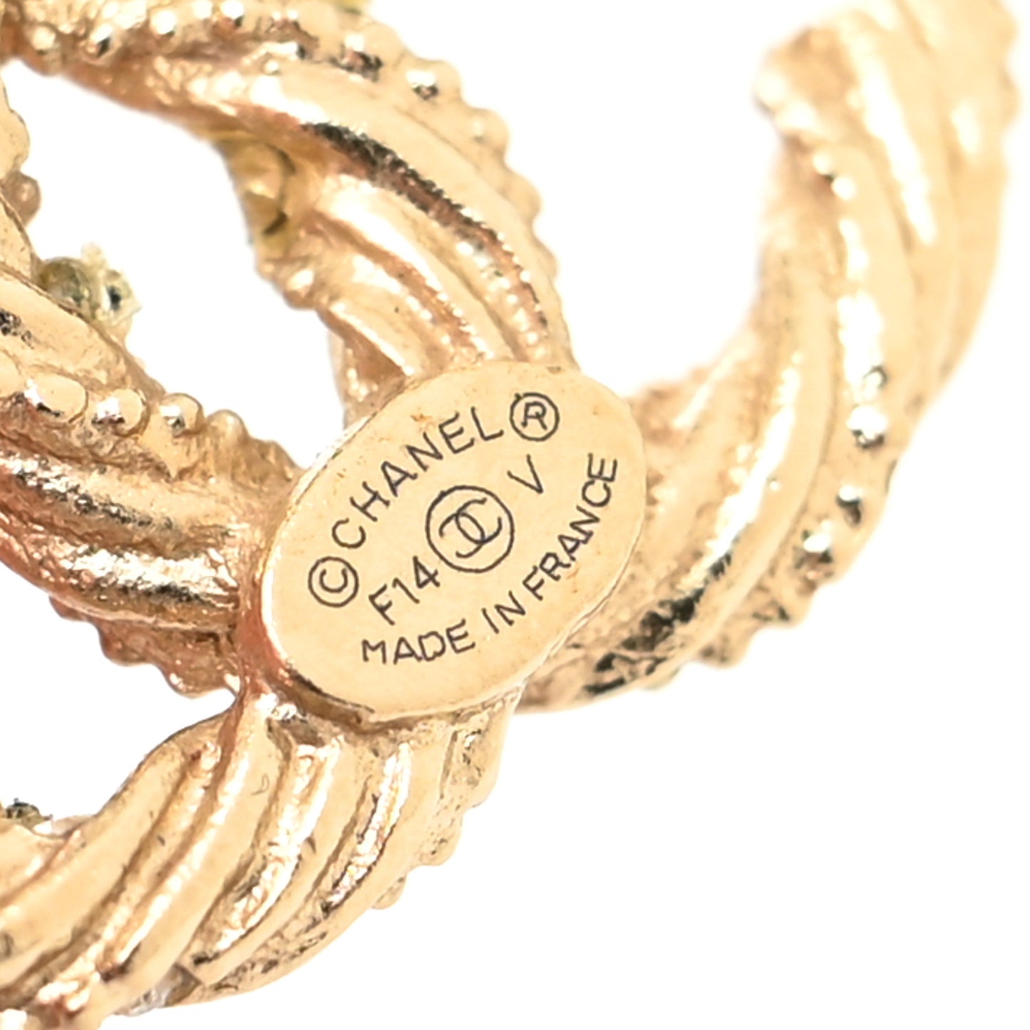 Crystal Twisted CC Earrings Gold