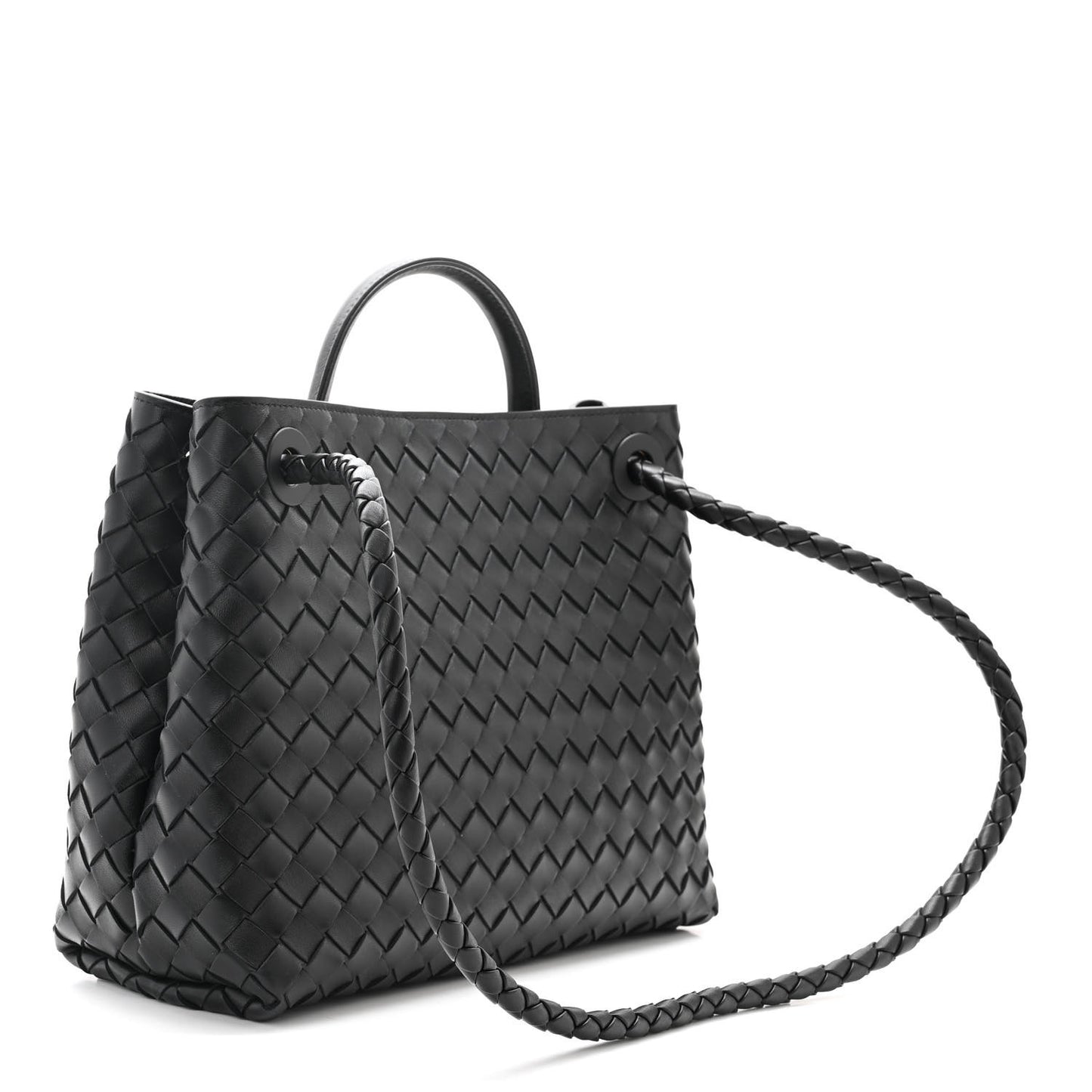 Nappa Intrecciato Medium Andiamo Shoulder Bag Black