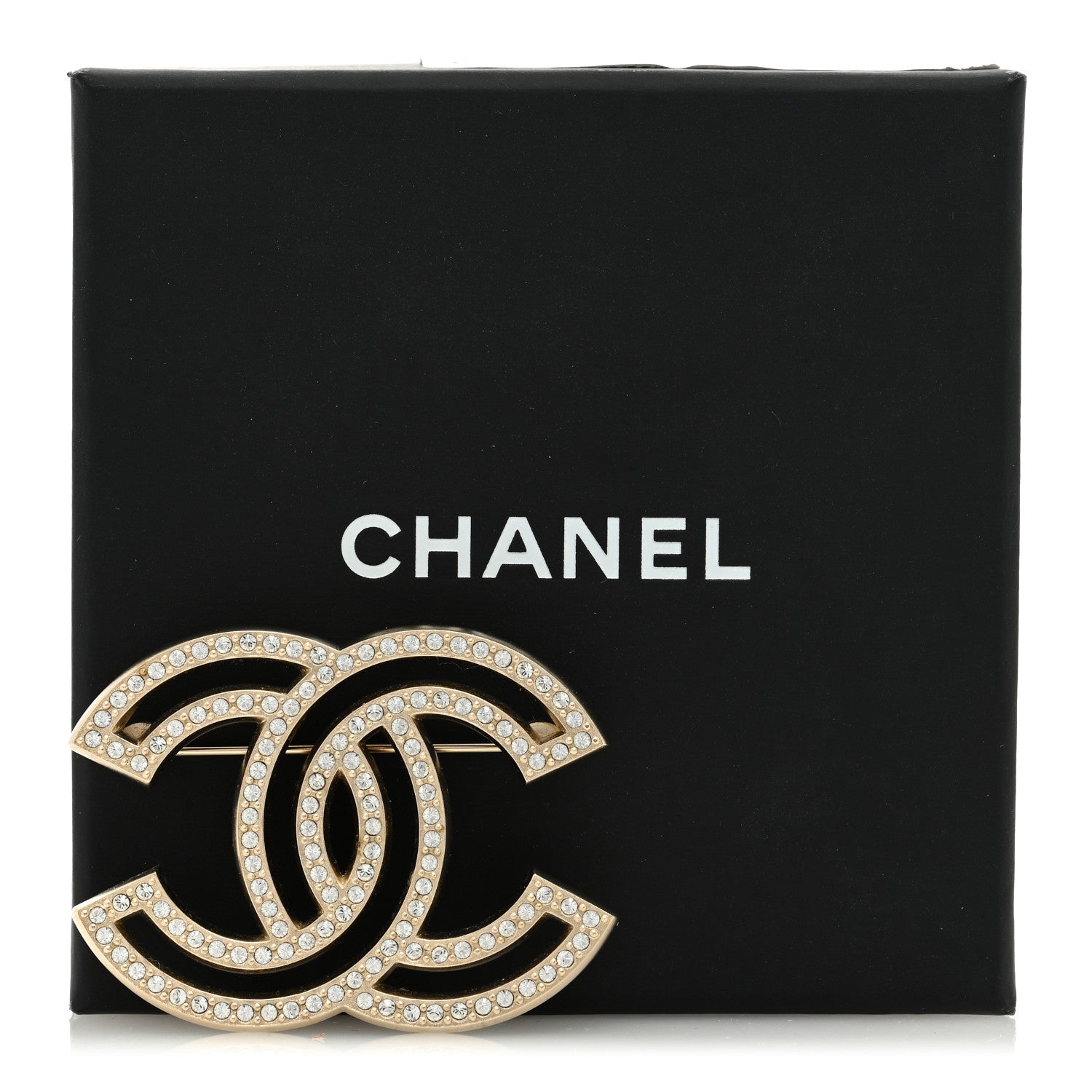 Chanel Metal Crystal CC Brooch Gold 4 of 4