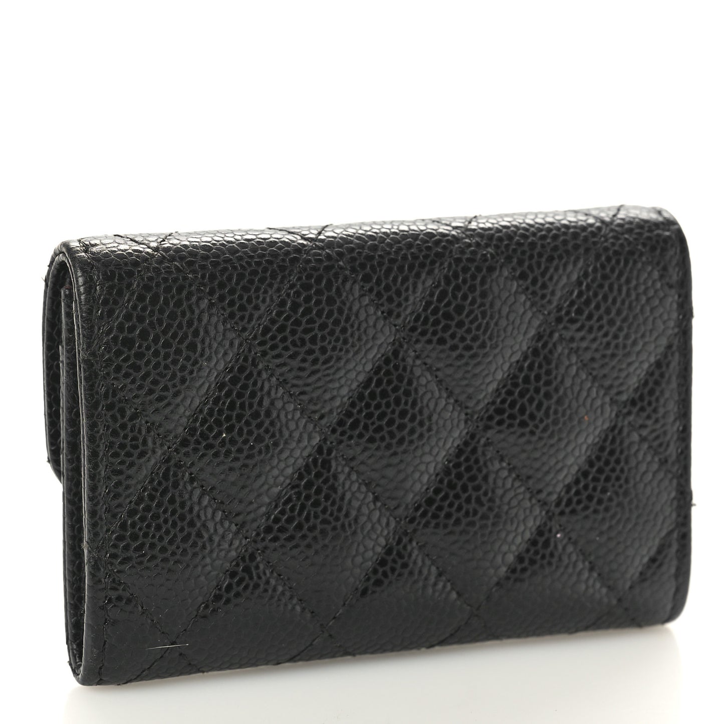 Caviar Quilted Flap Card Holder Black