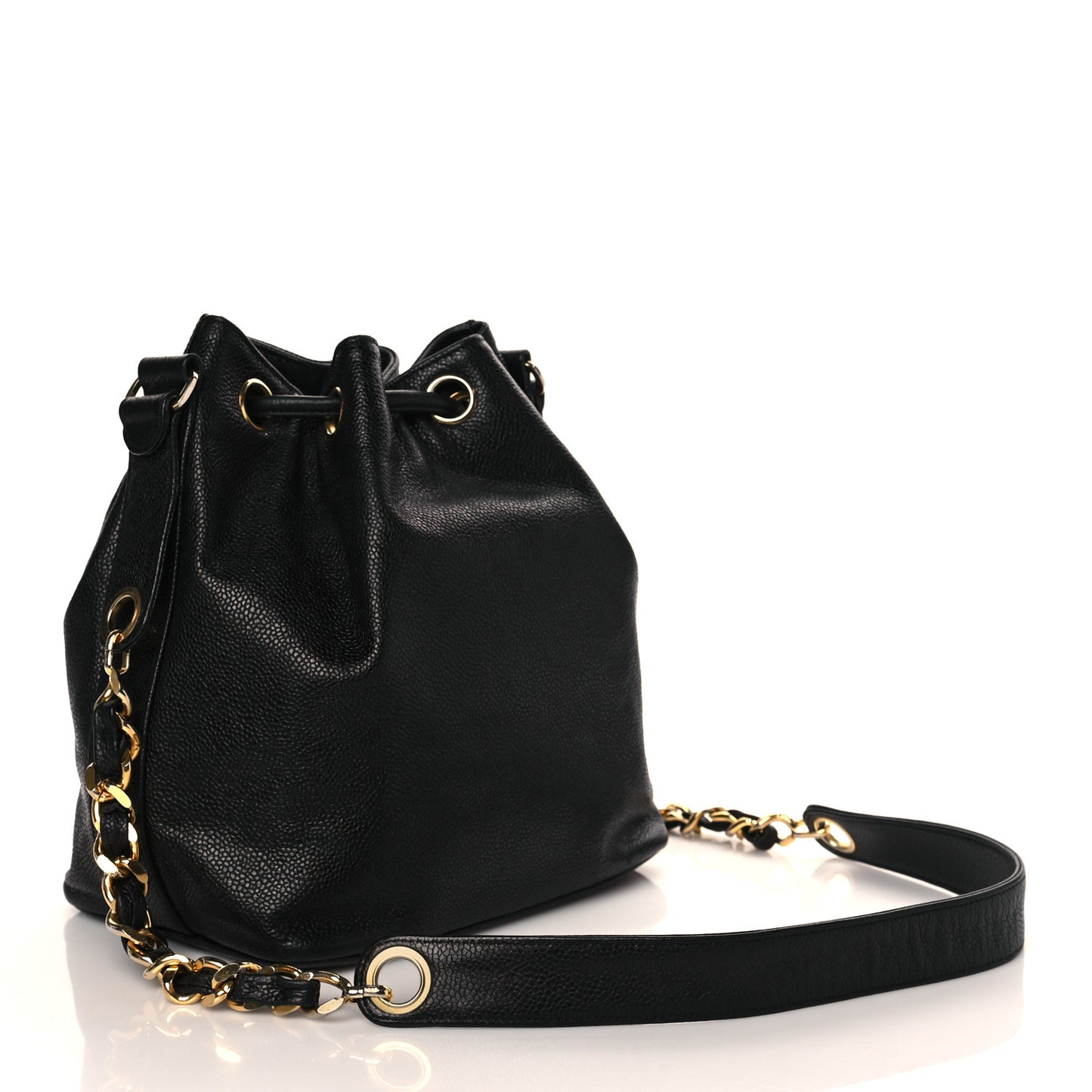 Caviar CC Drawstring Shoulder Bag Black