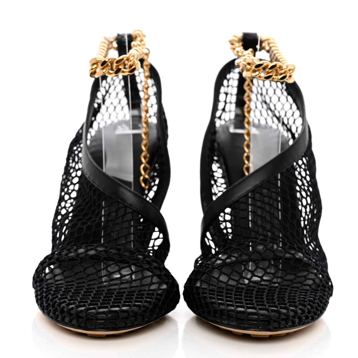 Mesh Nappa Chunky Chain Sandals 37 Black