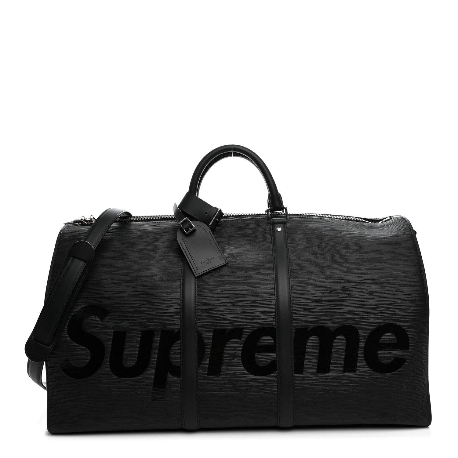 Louis Vuitton X SUPREME Epi Keepall Bandouliere 55 Black 1927127 – FASHIONPHILE