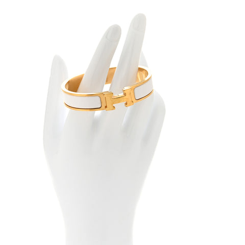 Enamel Narrow Clic Clac H Bracelet PM White