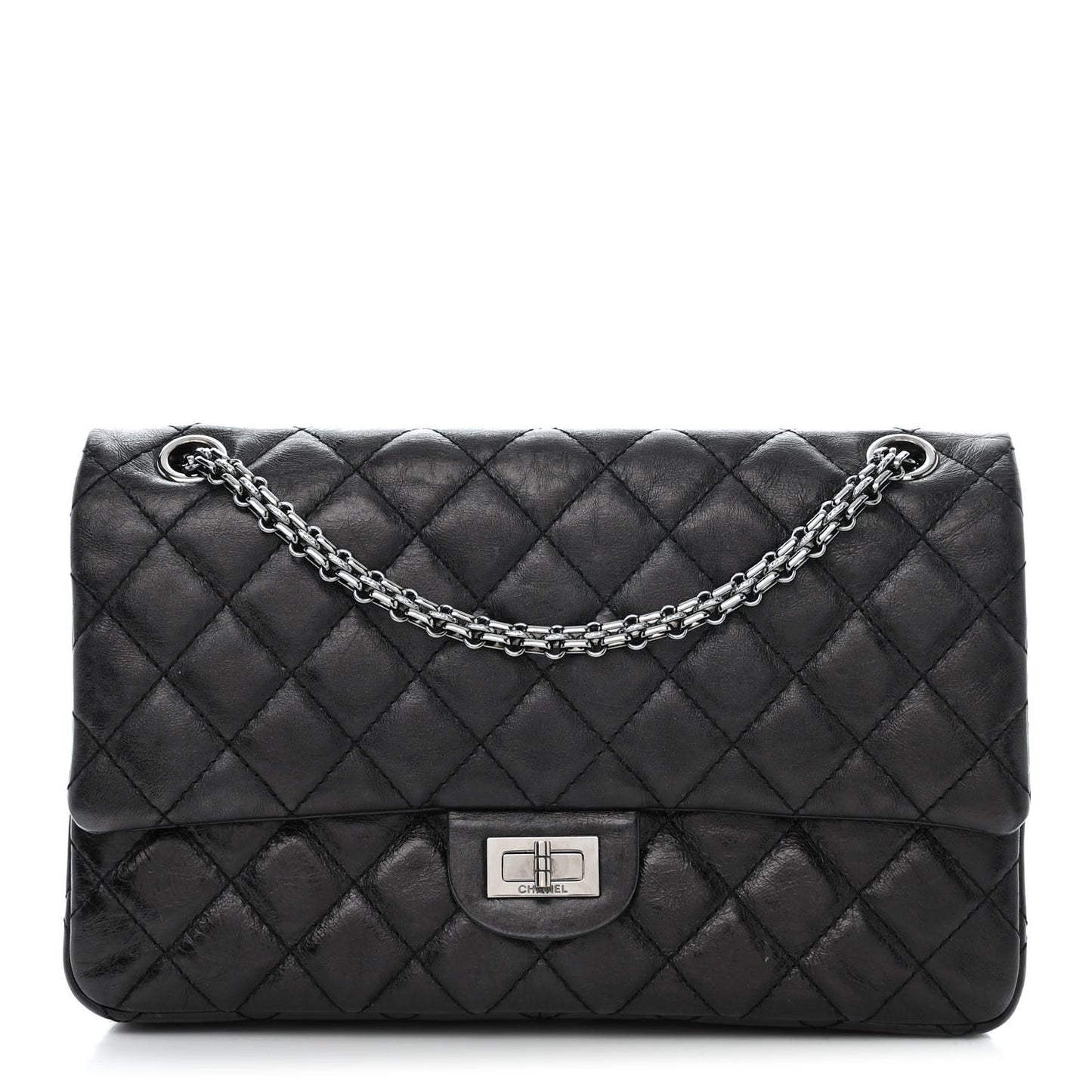 Aged Calfskin Quilted 2.55 Reissue 226 Flap Black