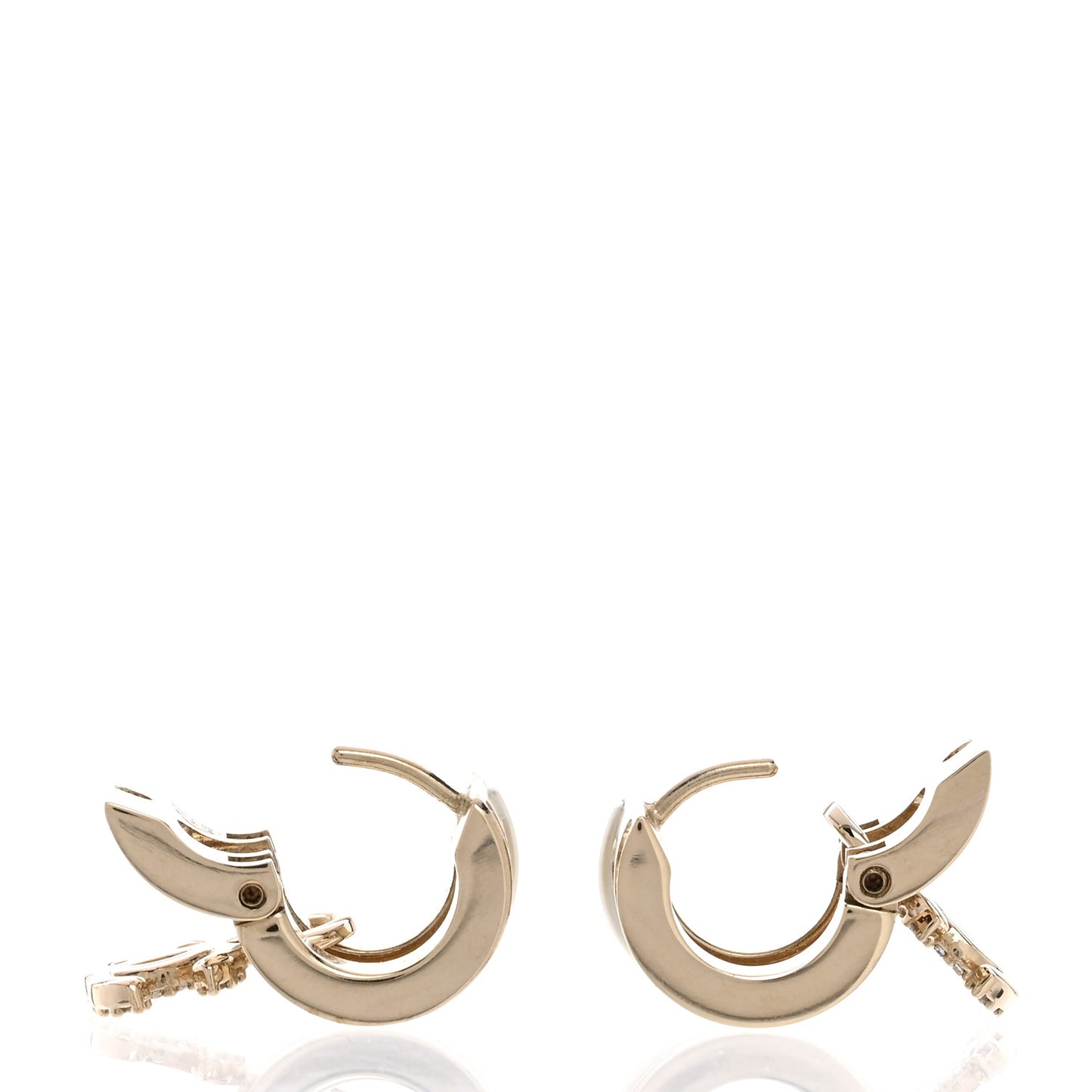 Crystal CC Hoop Drop Earrings Gold Pearly White