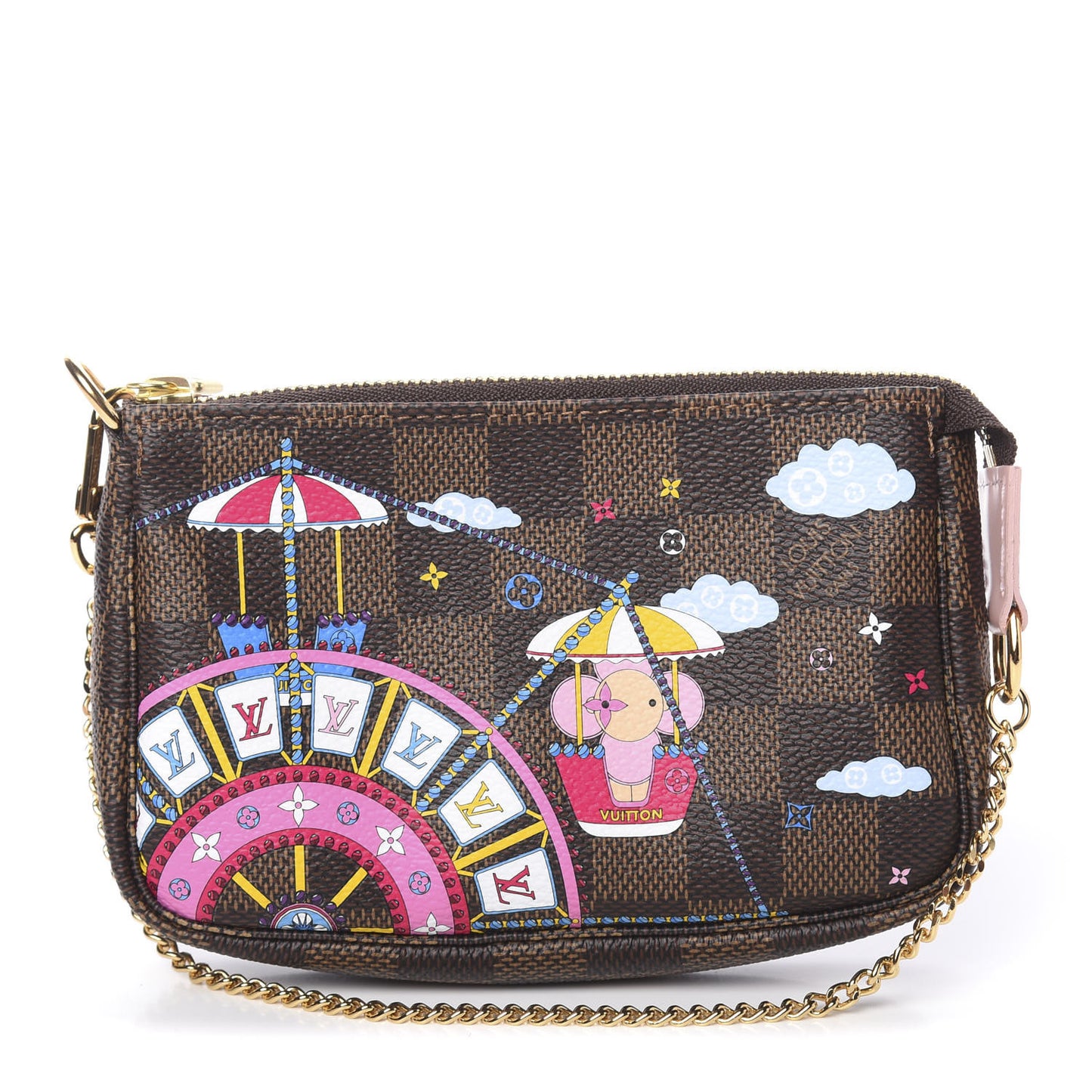 Damier Ebene 2020 Christmas Animation Big Wheel Mini Pochette Accessories Rose Ballerine