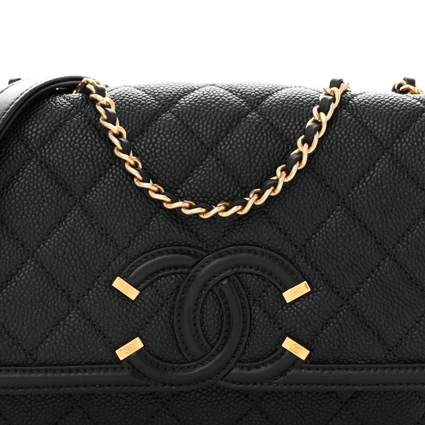 Caviar Quilted Small CC Filigree Flap Black