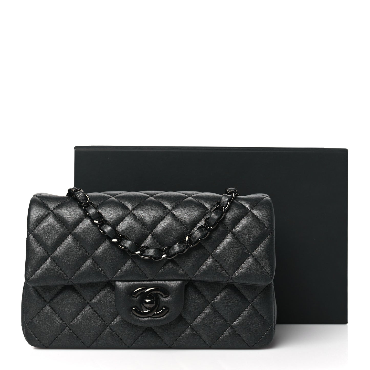 Lambskin Quilted Mini Rectangular Flap So Black