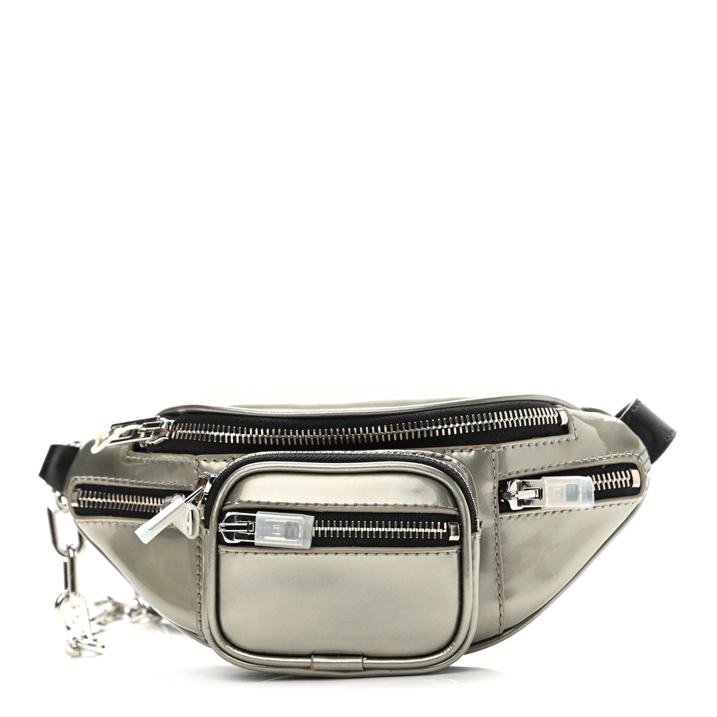 Metallic Lambskin Mini Attica Belt Bag Silver