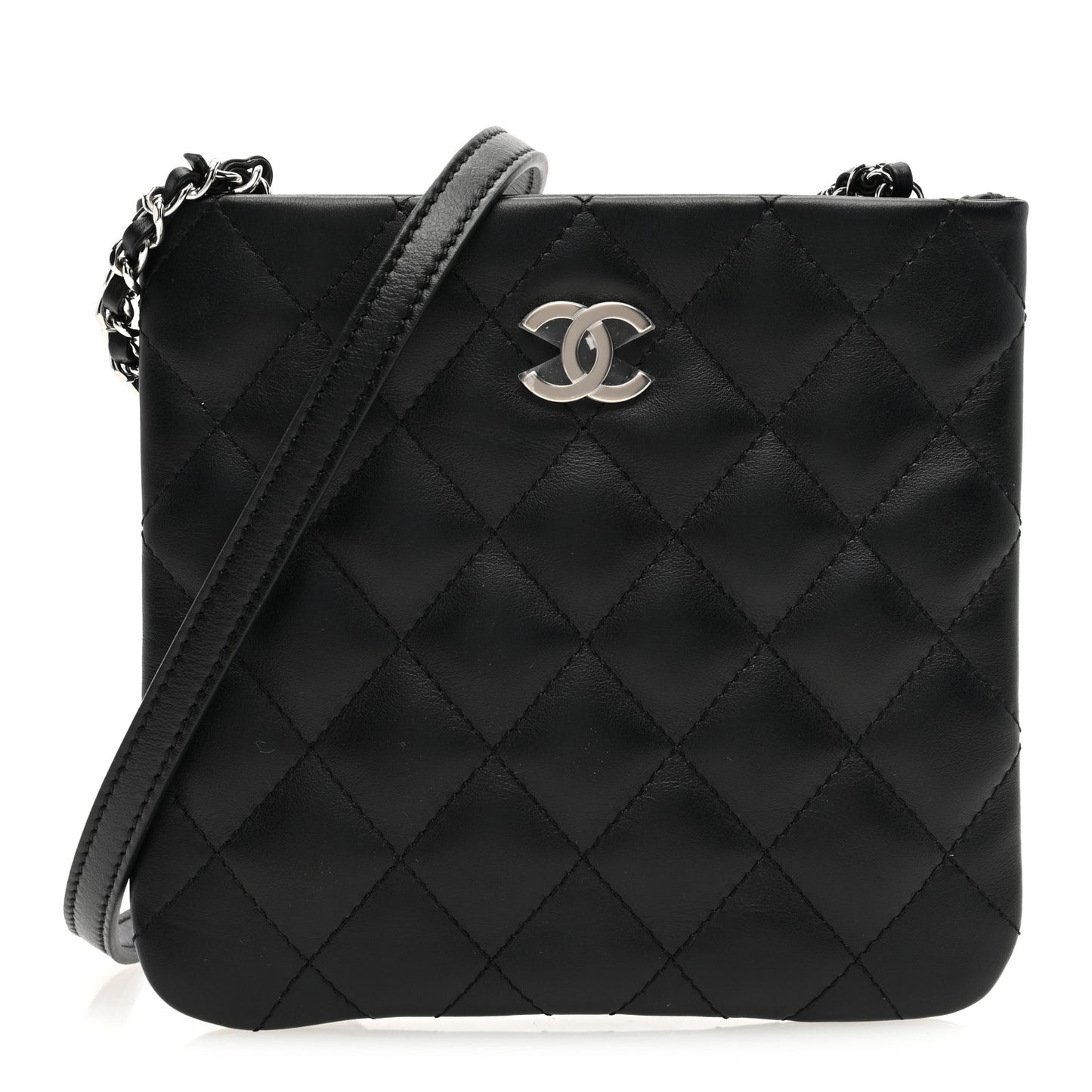 Lambskin Quilted Crossbody Bag Black