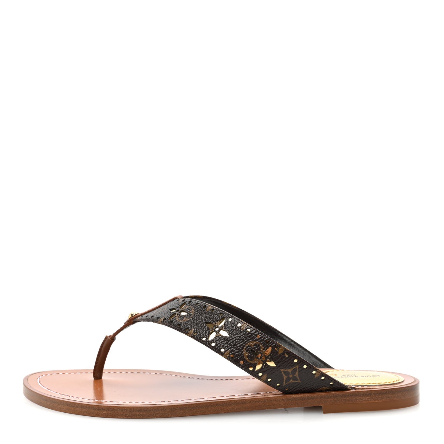 Monogram Sunny Flat Thong Sandals 38 Brown