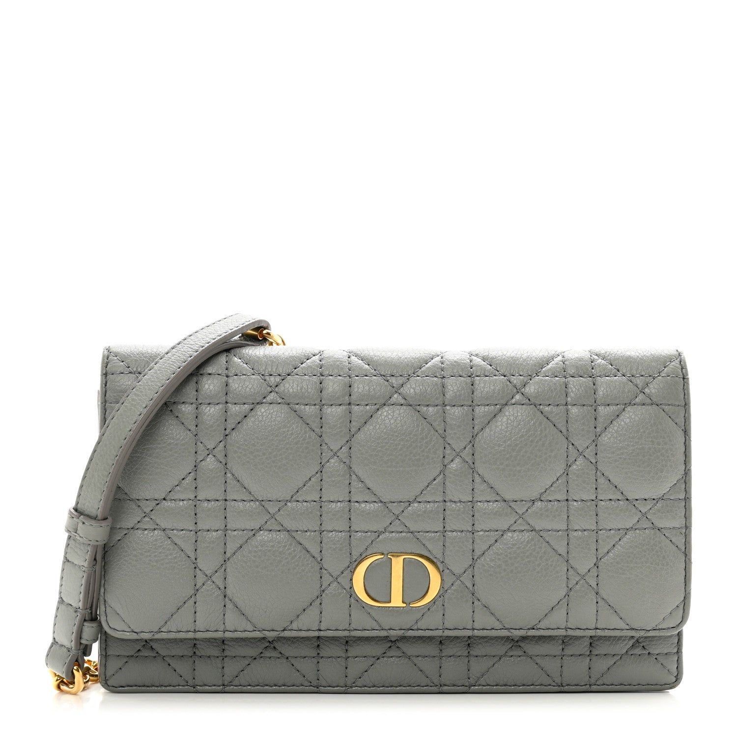 Christian Dior Supple Calfskin Caro Pouch with Chain Cloud Blue 1 of 11