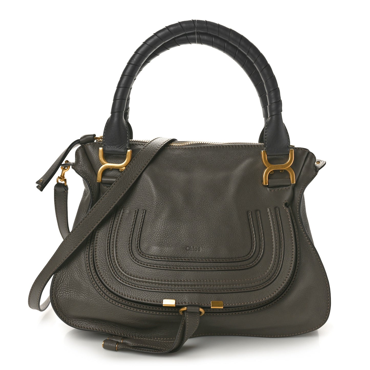 Calfskin Medium Marcie Satchel Anchor Grey