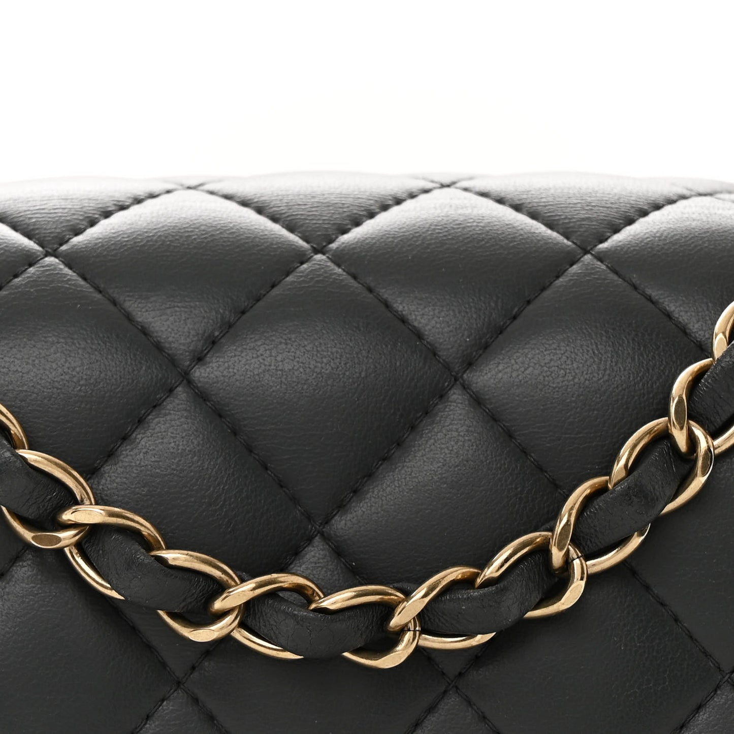 Lambskin Quilted Mini Square Flap Dark Grey