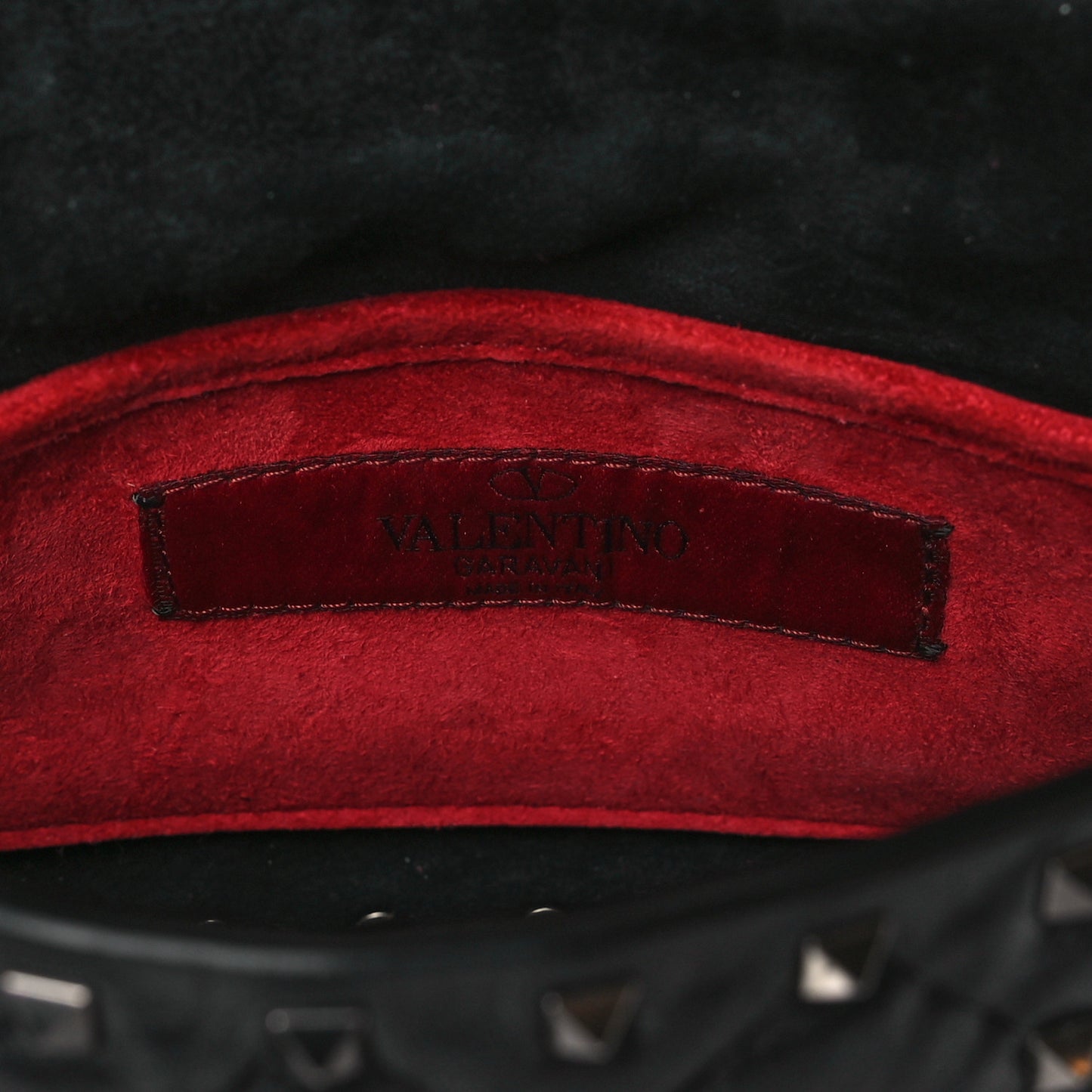 Lambskin Small Rockstud Spike Shoulder Bag Black