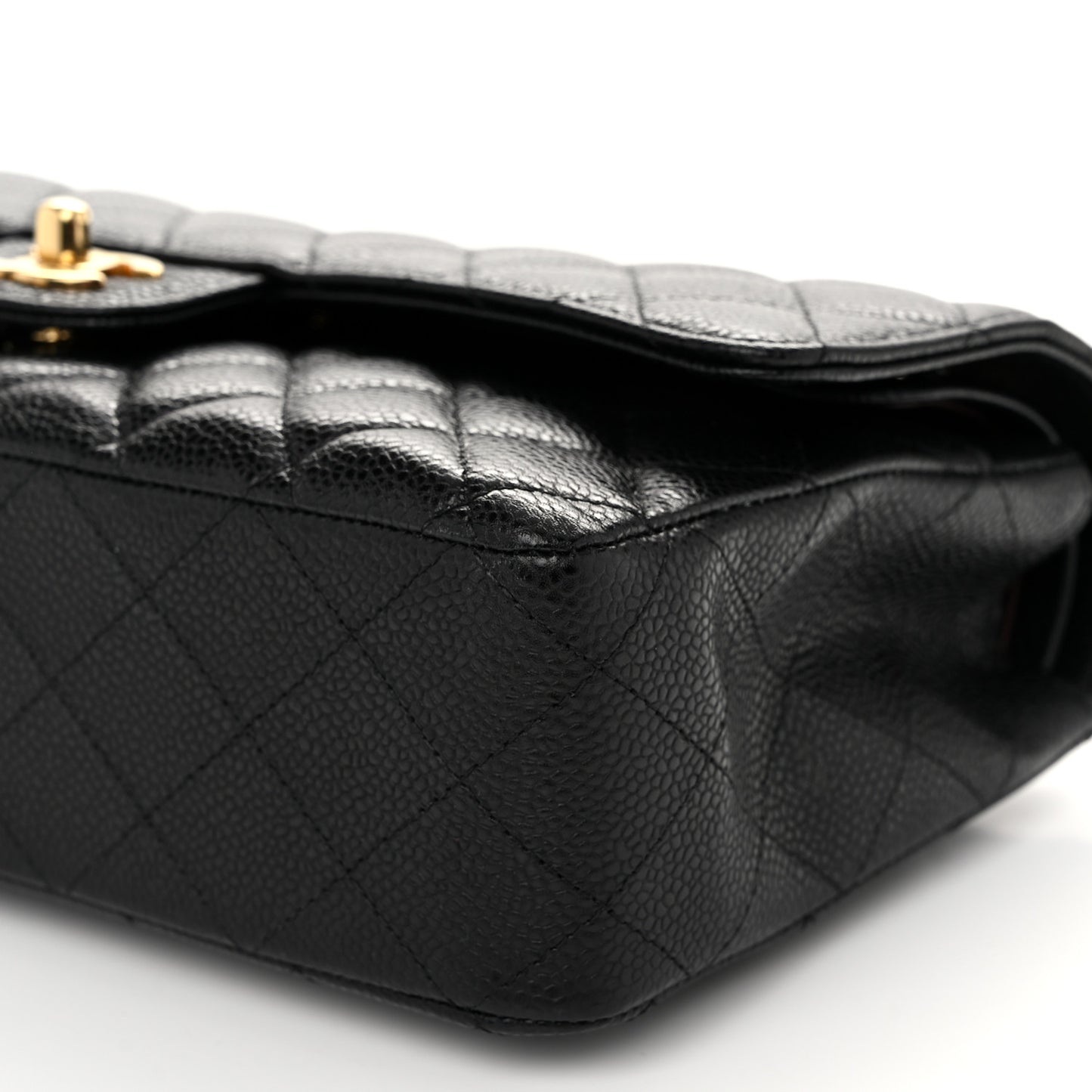 Caviar Quilted Medium Double Flap Black