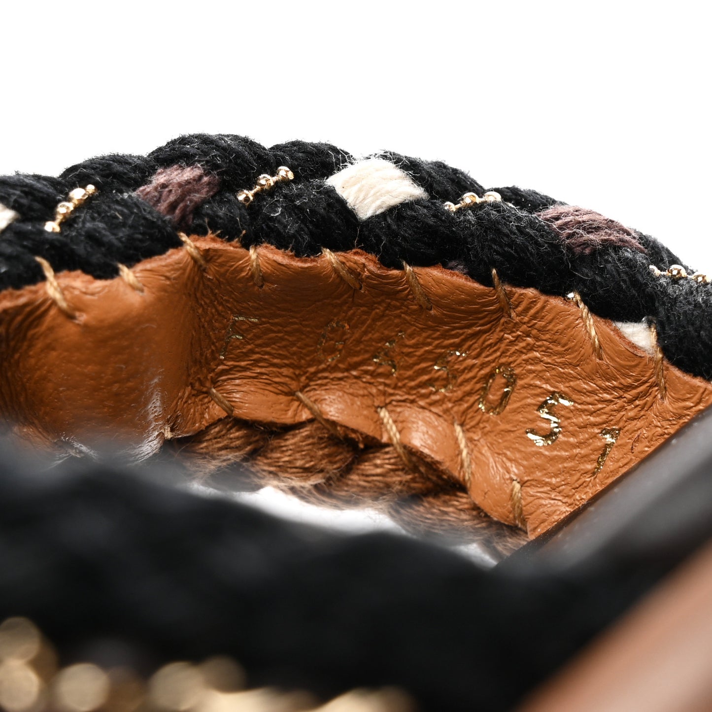 Lambskin Cord Chain CC Sandals 36.5 Brown Black Ivory