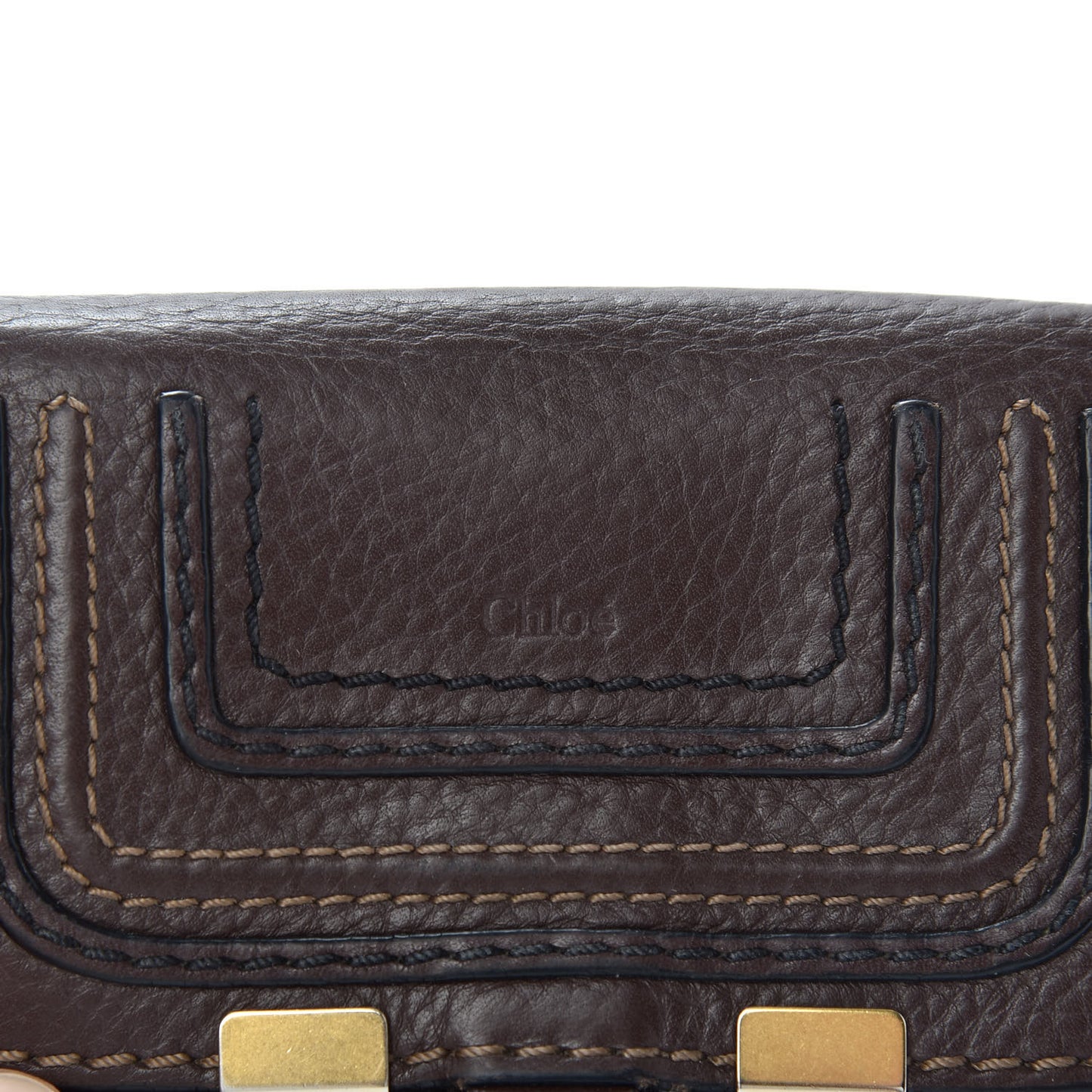 Grained Calfskin Marcie Square Wallet Truffle