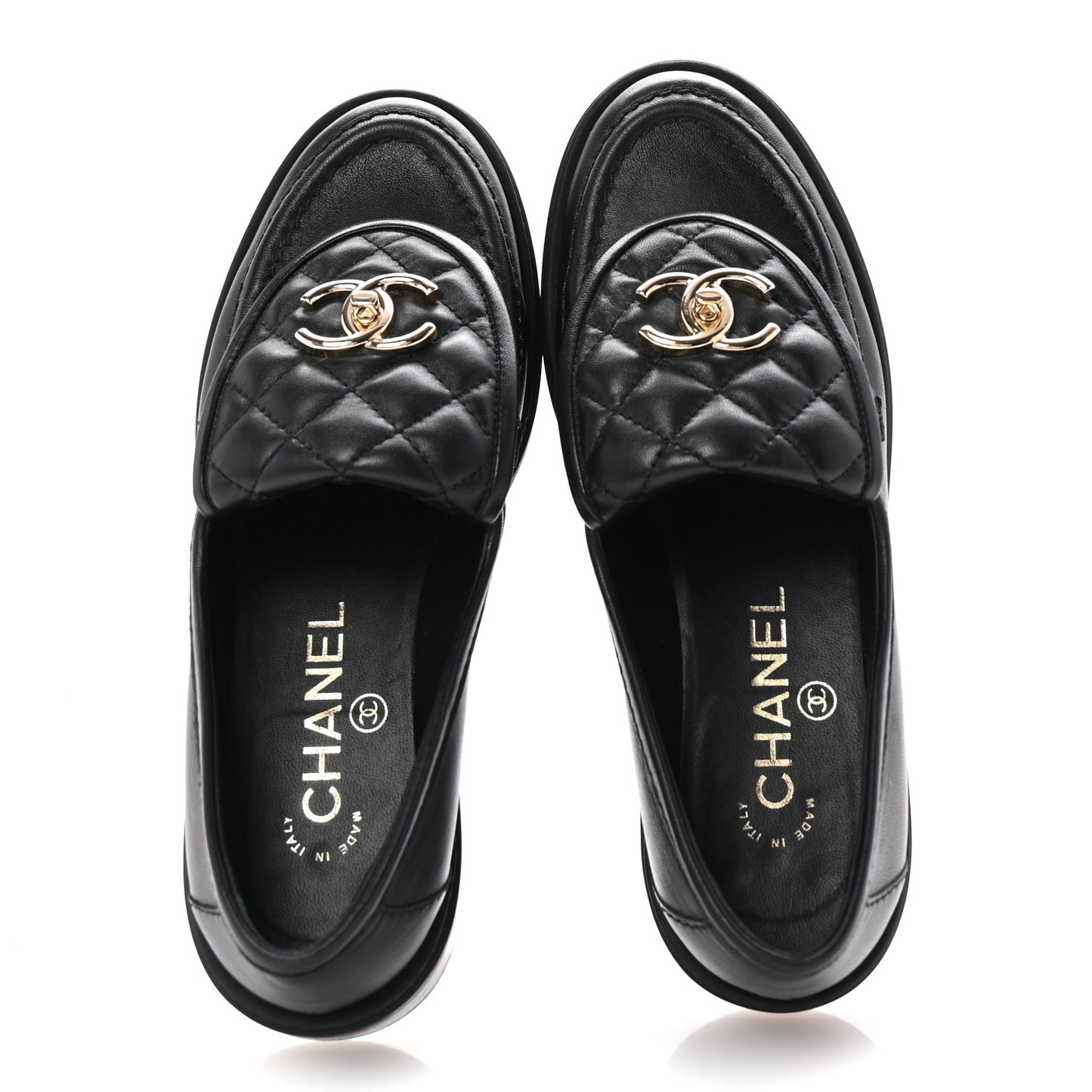 Lambskin Quilted CC Turnlock Loafers 35.5 Black