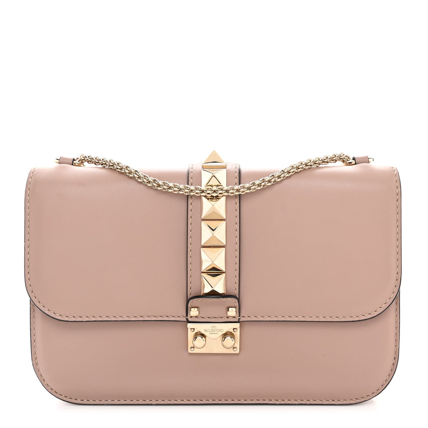 Vitello Medium Glam Lock Rockstud Flap Poudre
