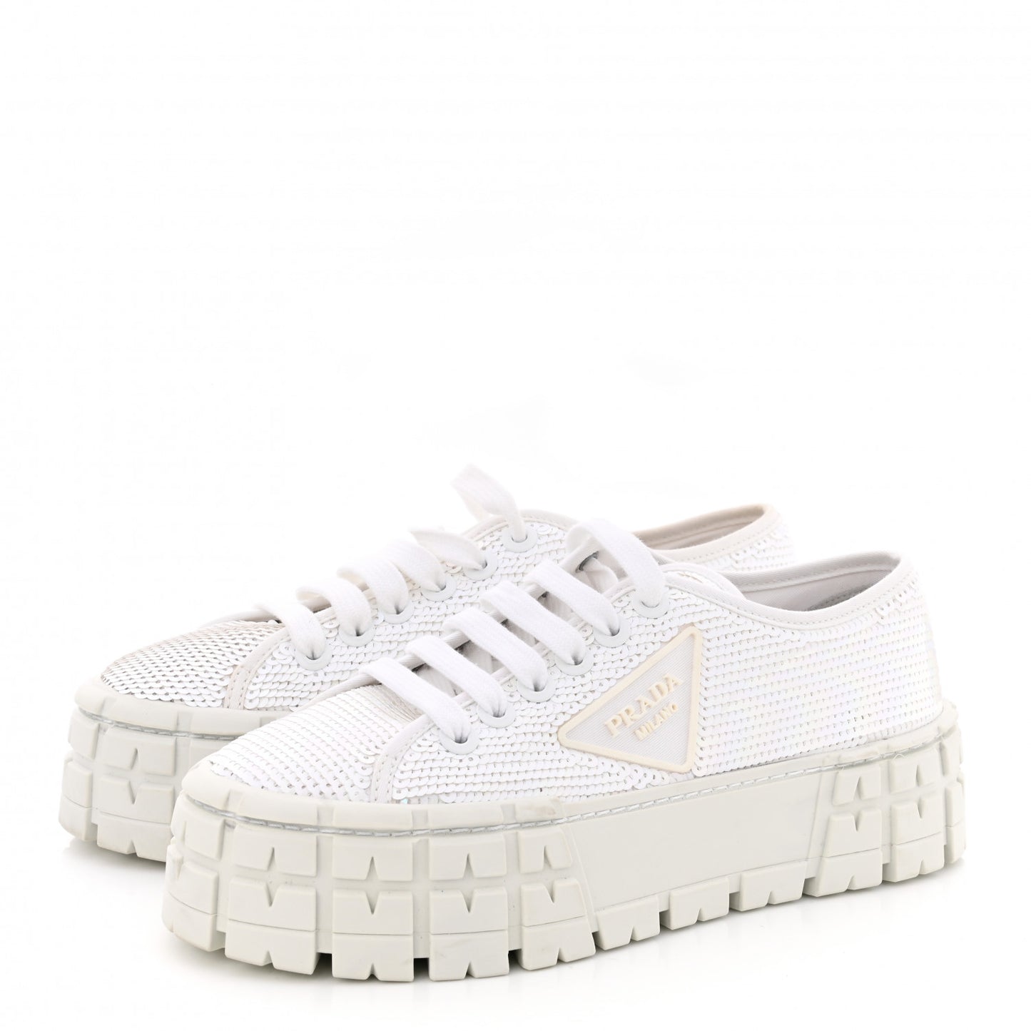Paillettes Triangle Logo Double Wheel 50mm Sneakers 37 White