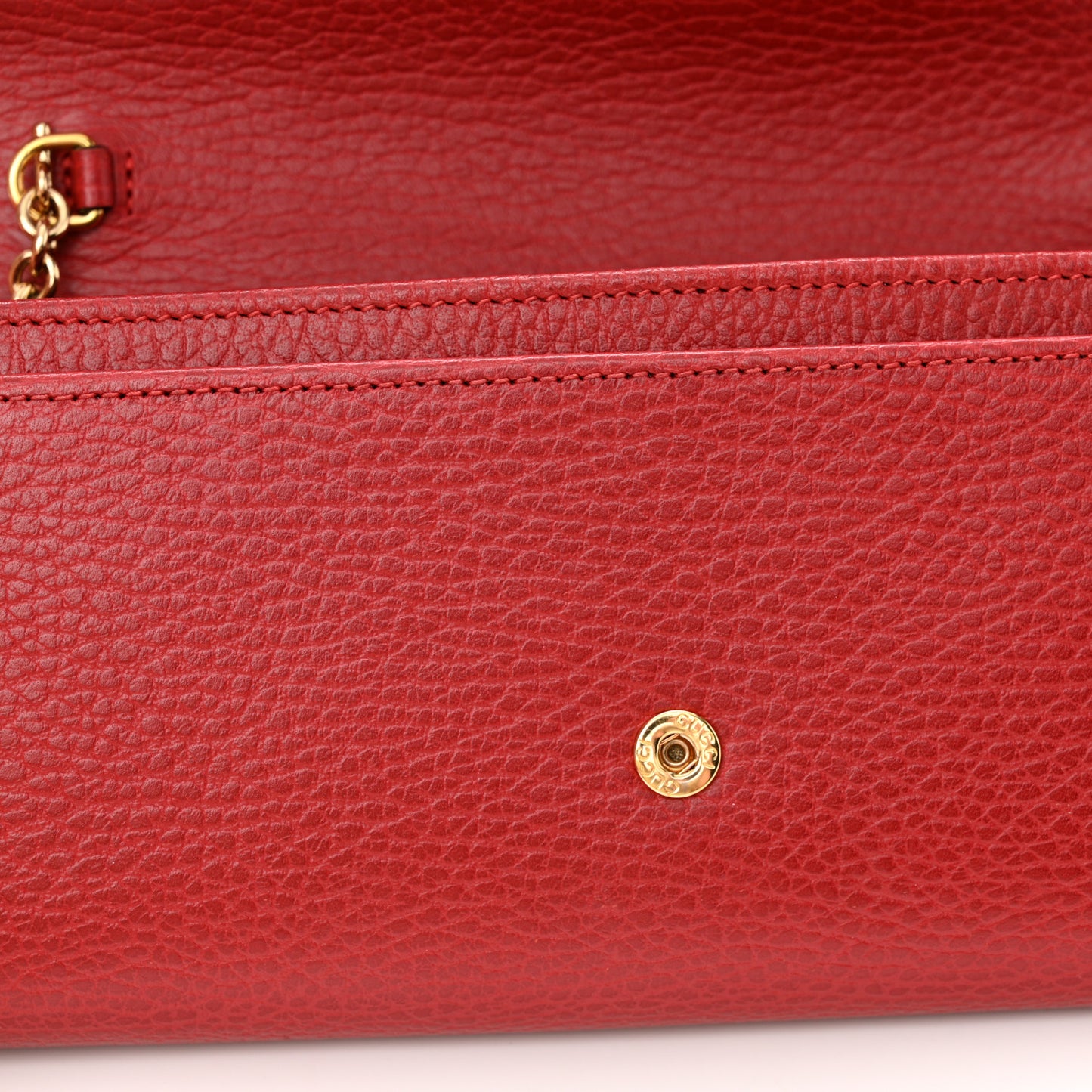 Dollar Calfskin Petite GG Marmont Wallet Chain Bag Hibiscus Red