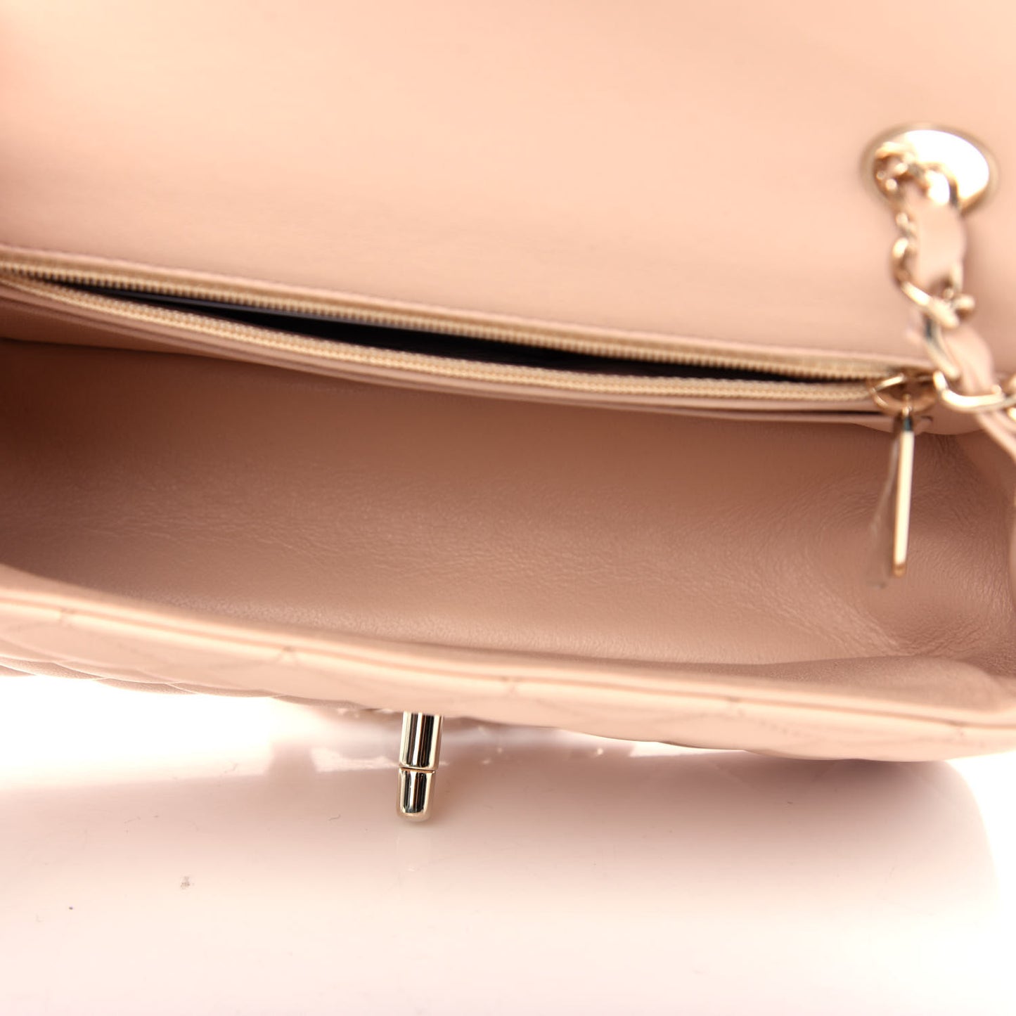 Lambskin Quilted Mini Rectangular Flap Beige