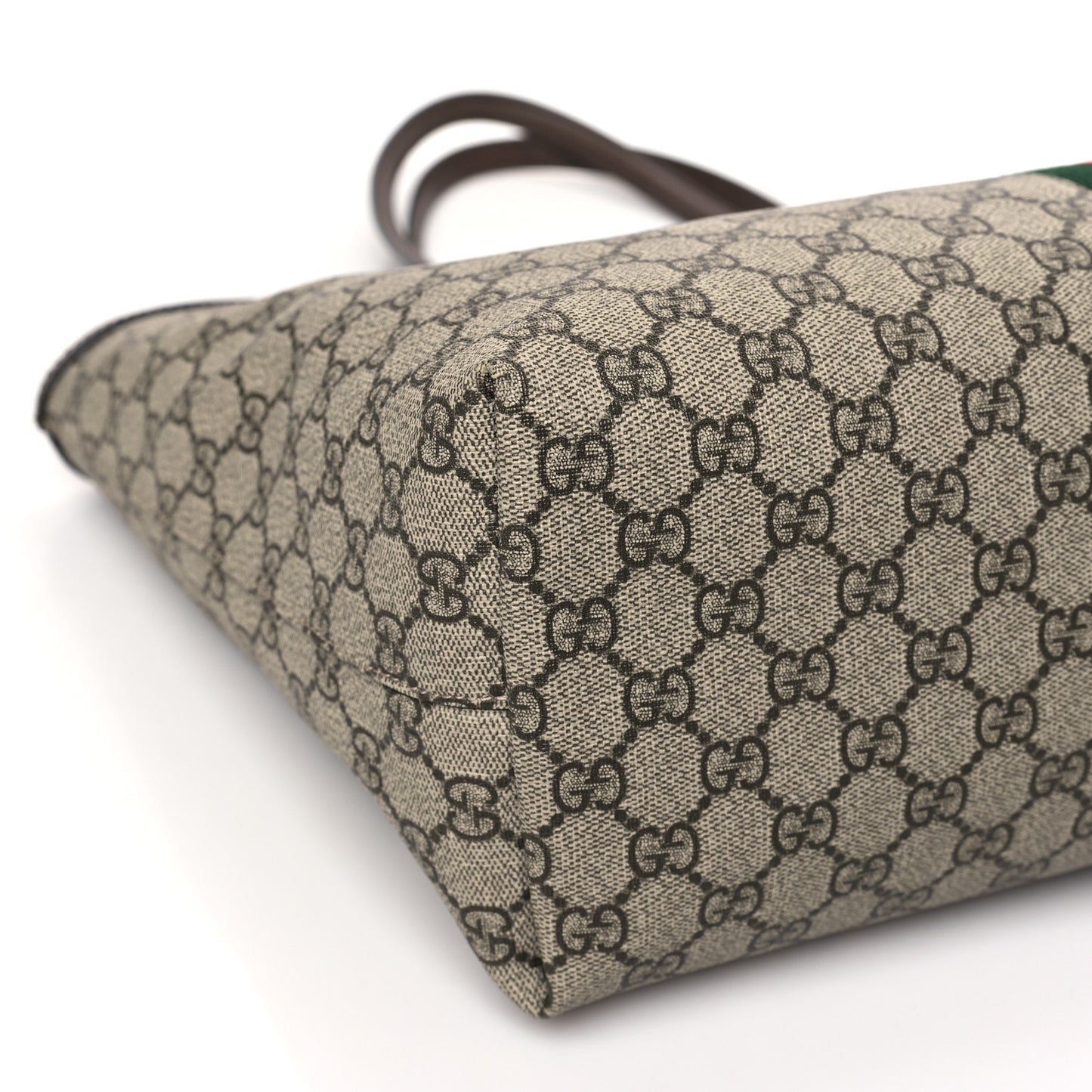 GG Supreme Monogram Textured Calfskin Web Medium Ophidia Shopping Tote Beige Ebony New Acero