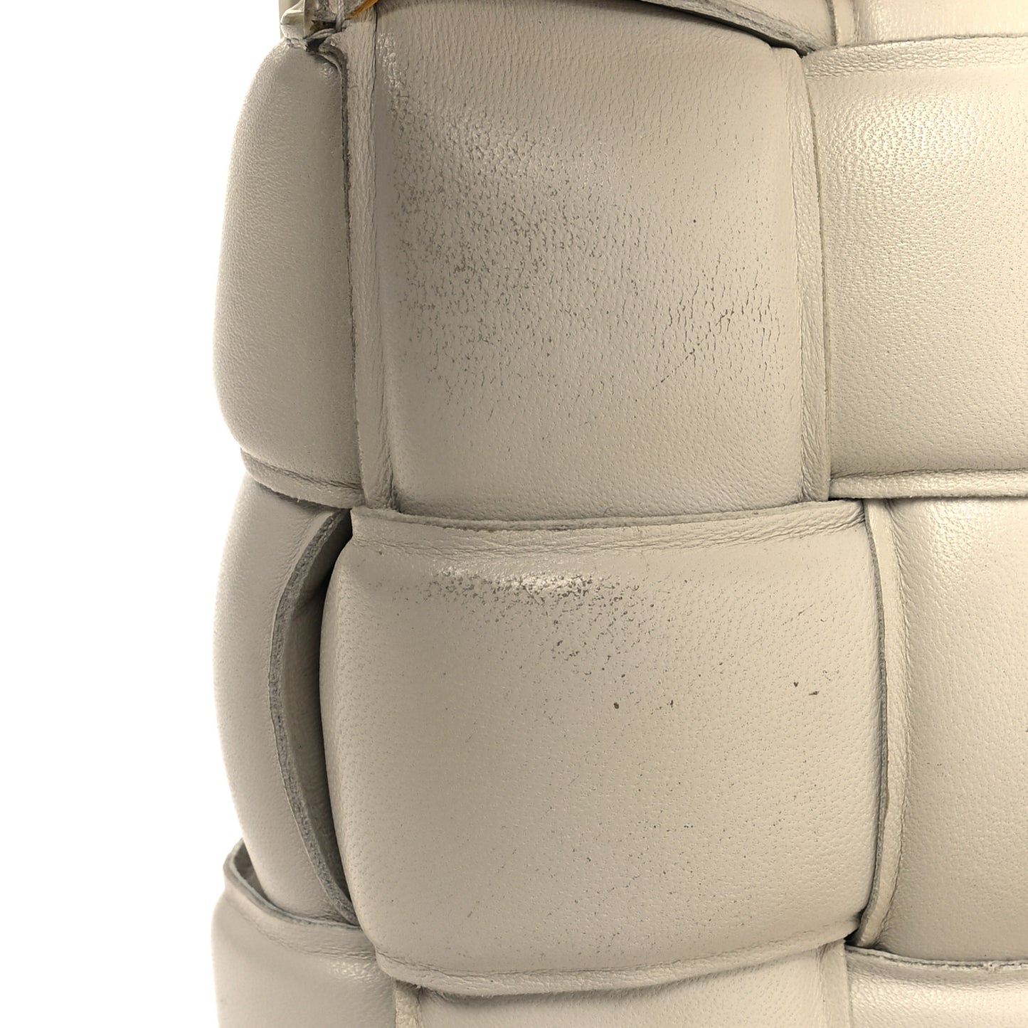 Lambskin Maxi Intreccio Padded Chain Cassette Crossbody Bag White