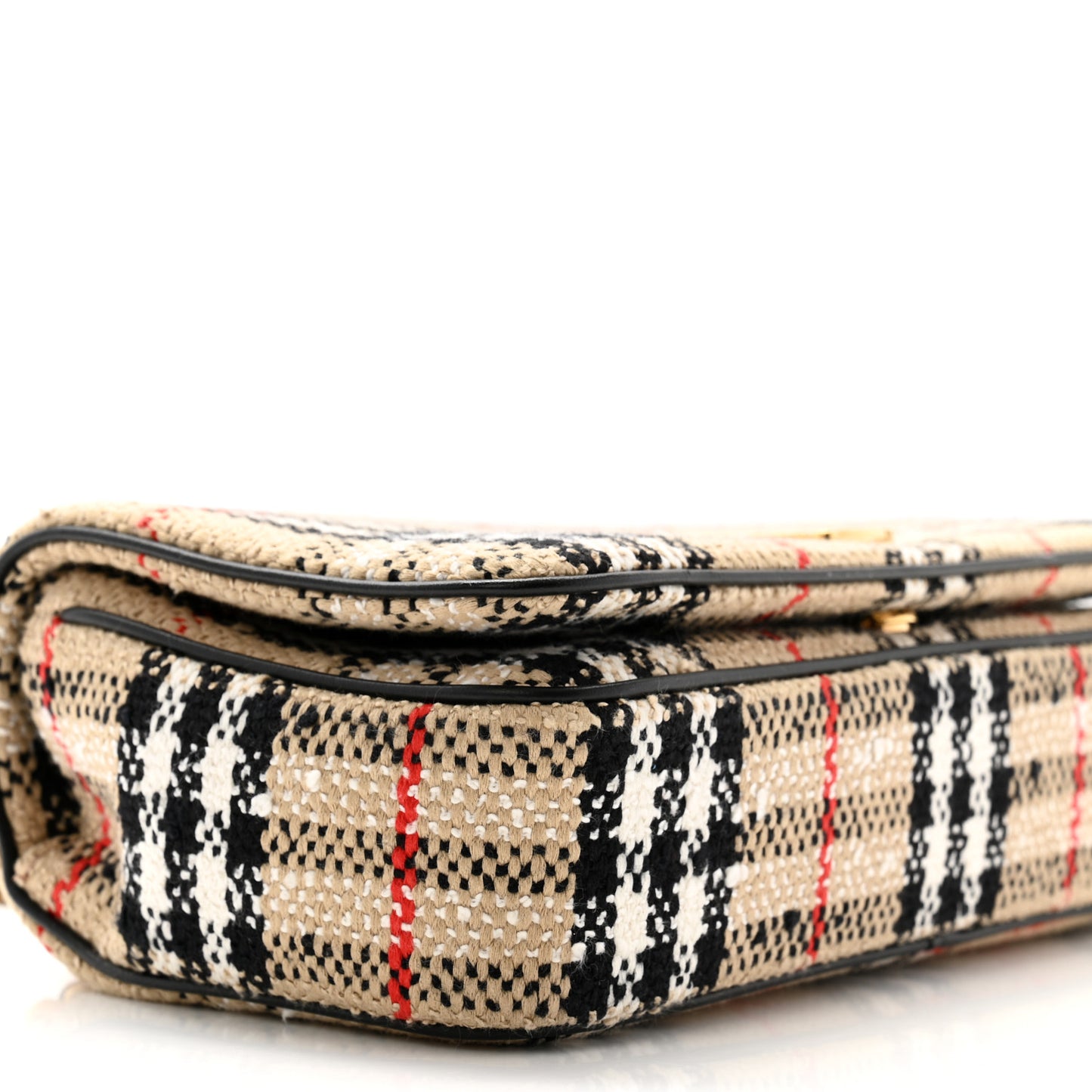 Calfskin Boucle Check Small Lola Chain Bag Archive Beige