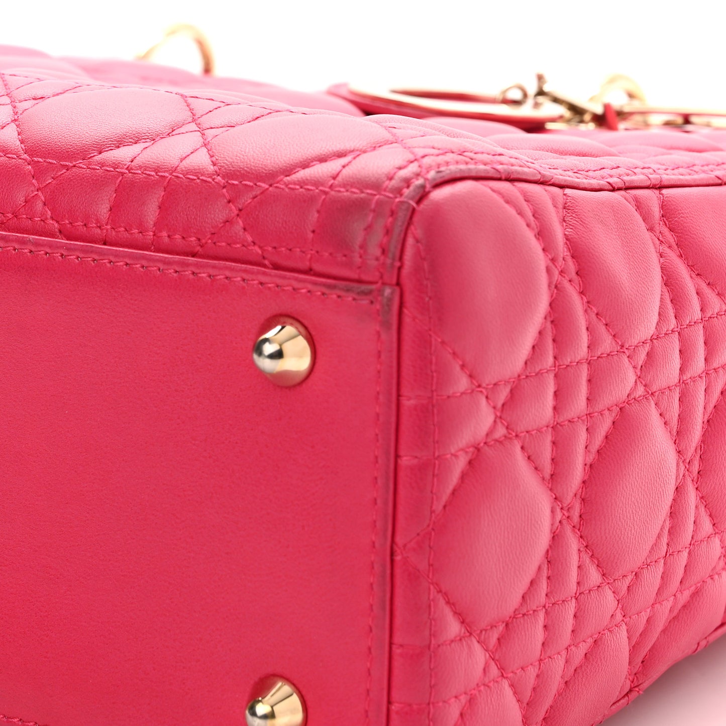 Lambskin Cannage Large Lady Dior Fuchsia