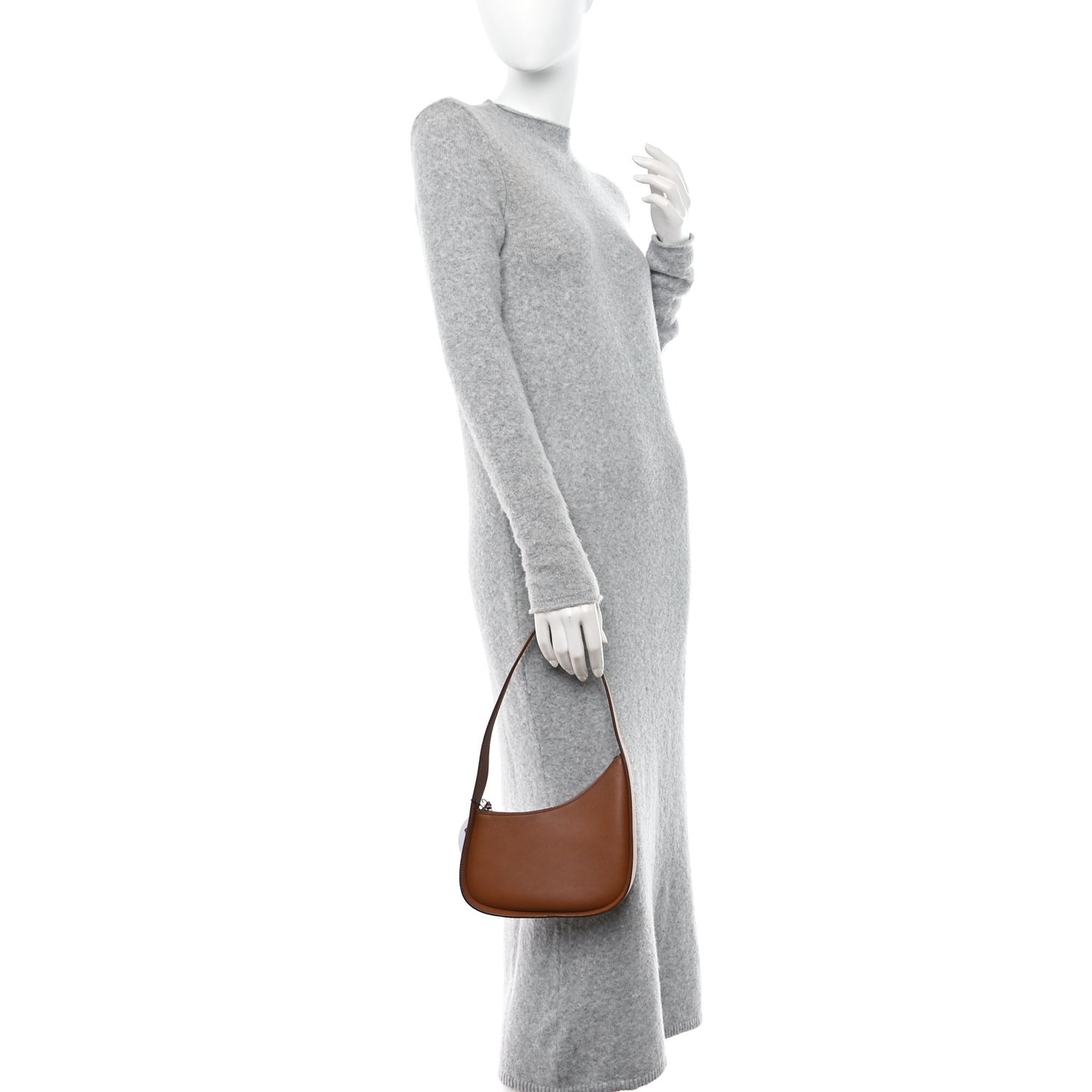 Smooth Calfskin Half Moon Shoulder Bag Chestnut