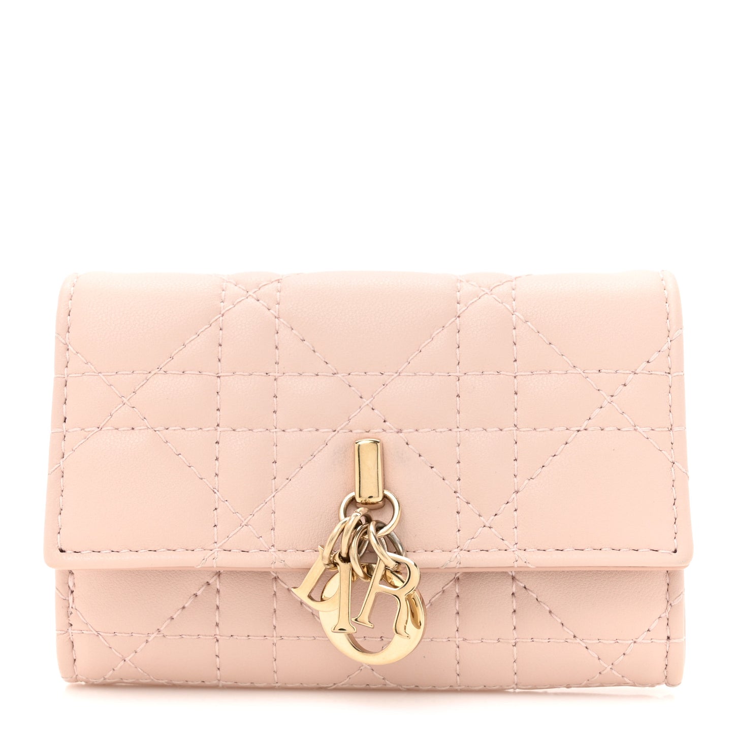 Lambskin Cannage Miss Dior Glycine Wallet Powder Pink