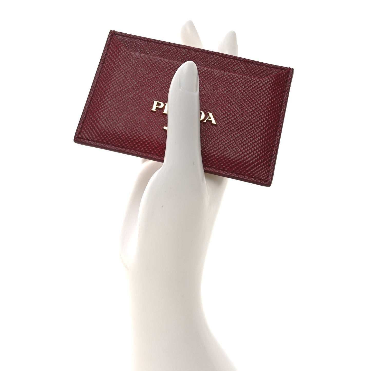 Saffiano Cuir Metal Card Holder Fuoco