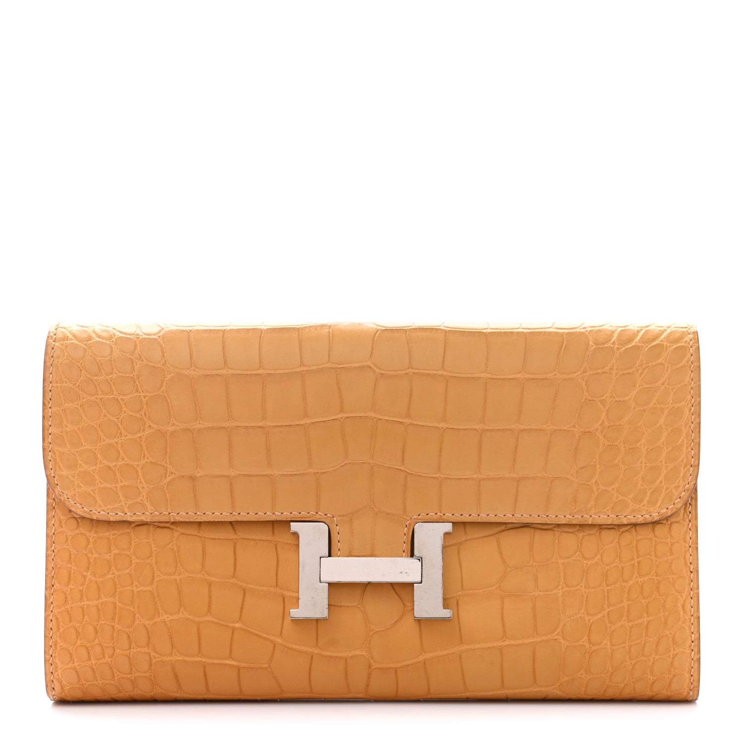 Hermes Matte Alligator Verso Constance Long Wallet Paille Sable 1 of 10