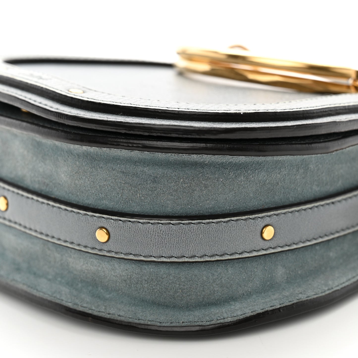 Calfskin Suede Small Nile Bracelet Bag Cloudy Blue