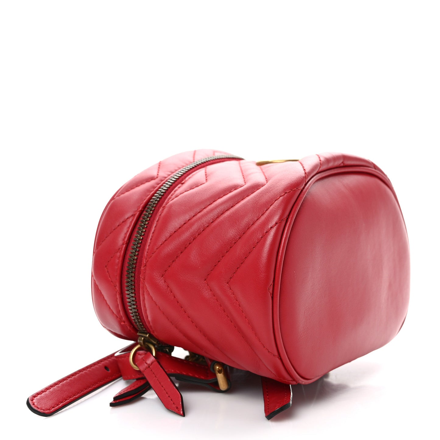 Calfskin Matelasse Mini GG Marmont Round Backpack Hibiscus Red