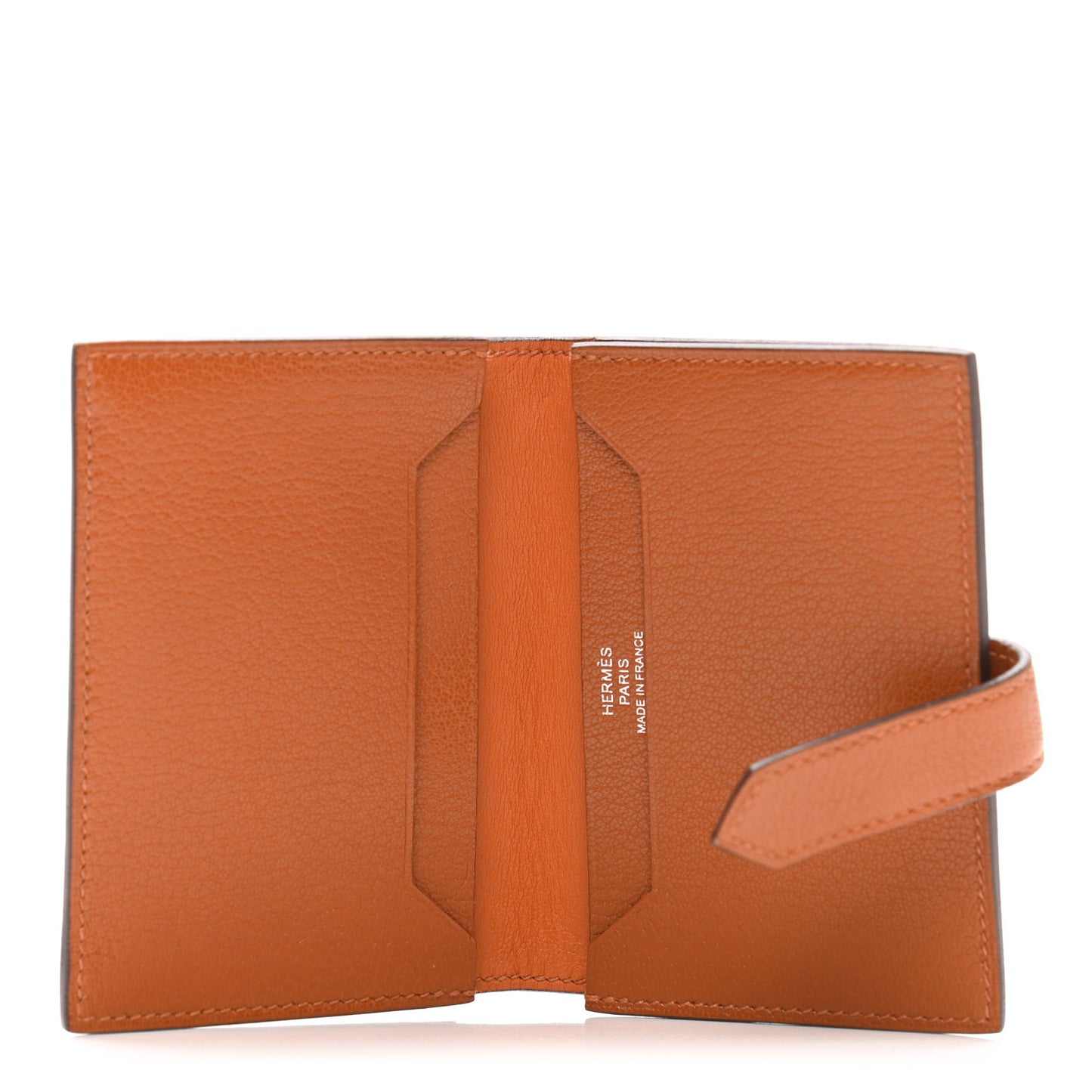 Chevre Mysore Verso Bearn Card Holder Wallet Caramel Orange