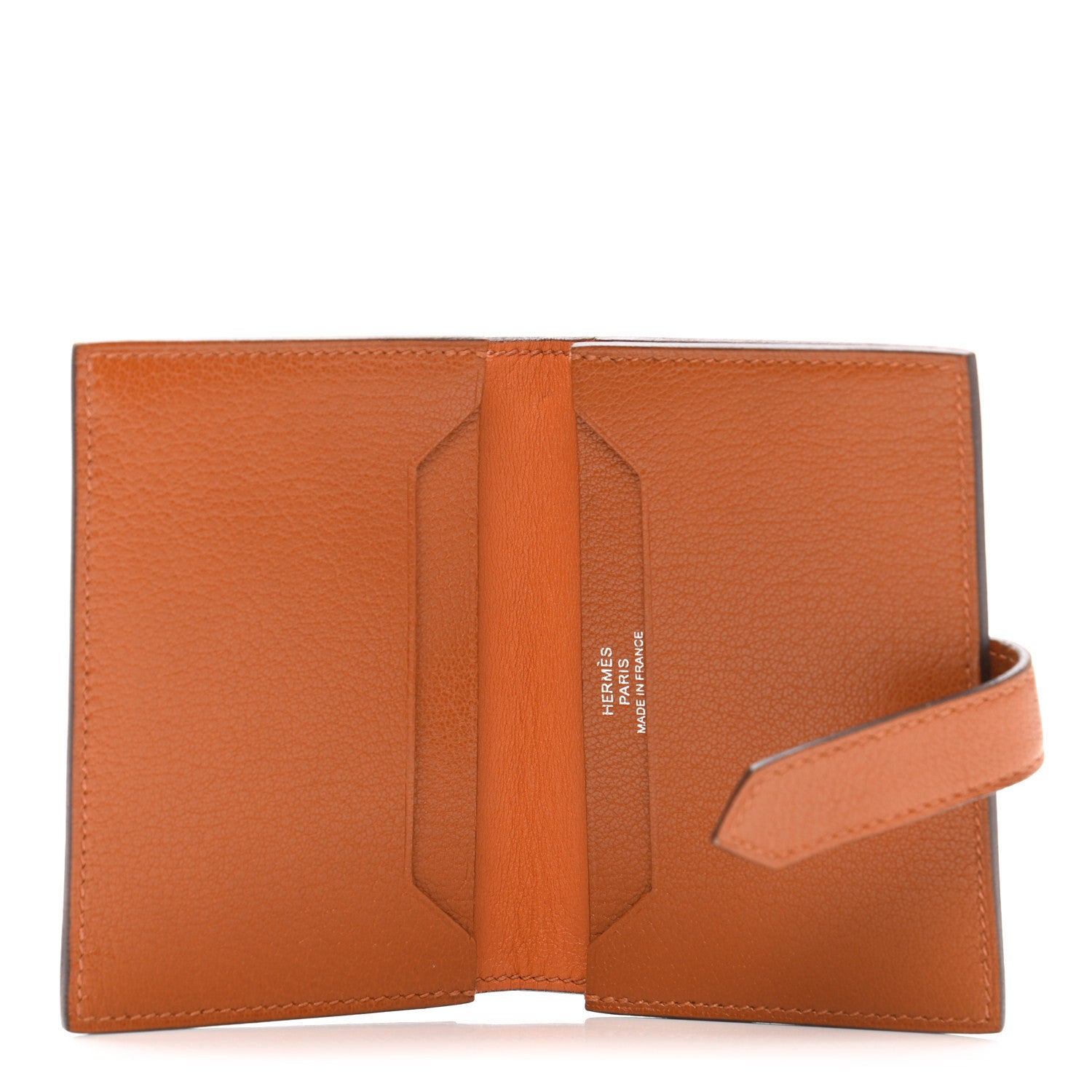 Hermes Chevre Mysore Verso Bearn Card Holder Wallet Caramel Orange 5 of 8