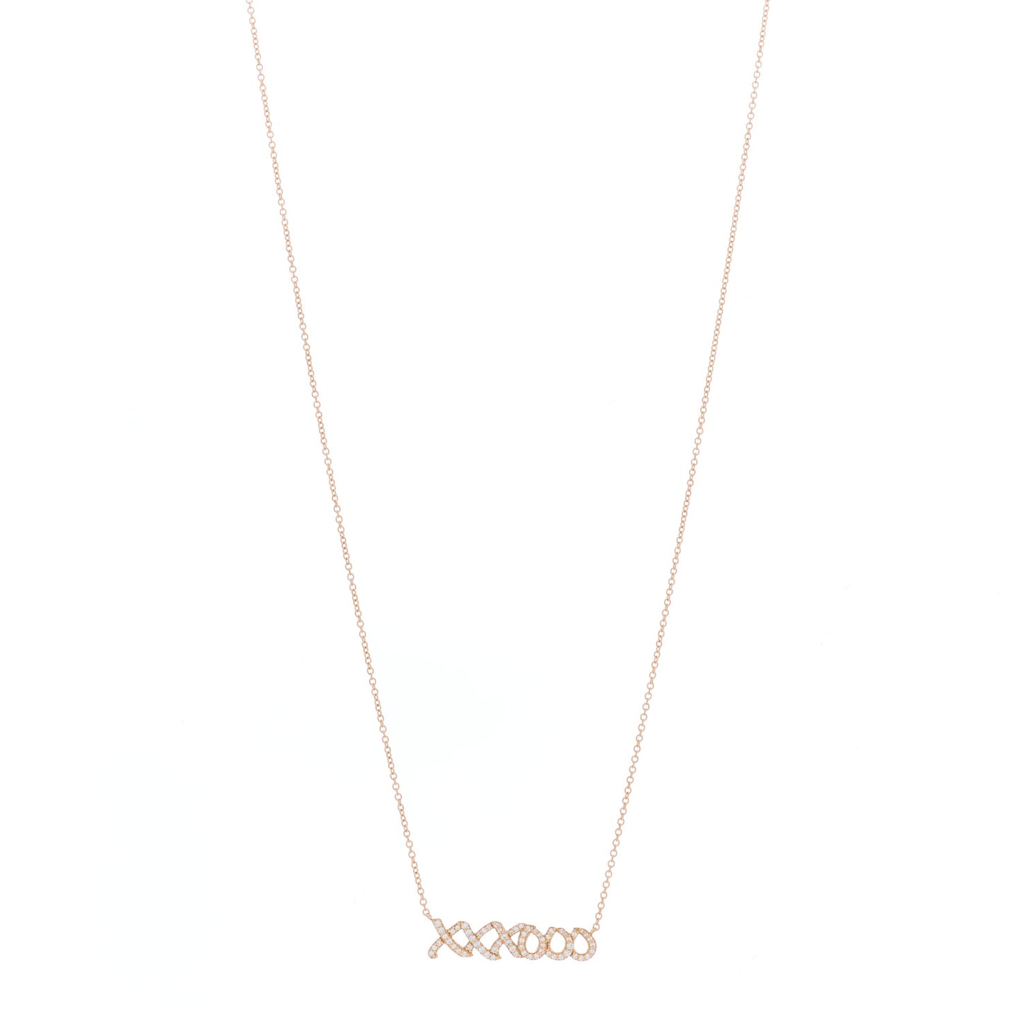 18K Rose Gold Diamond Paloma's Graffiti Love and Kisses Pendant Necklace