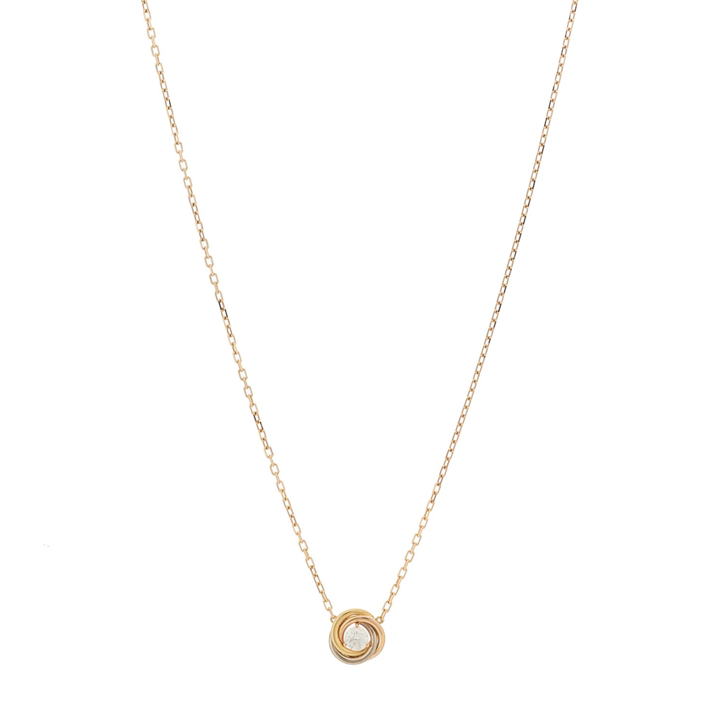 18K Pink White Yellow Gold Diamond Trinity De Cartier Pendant Necklace