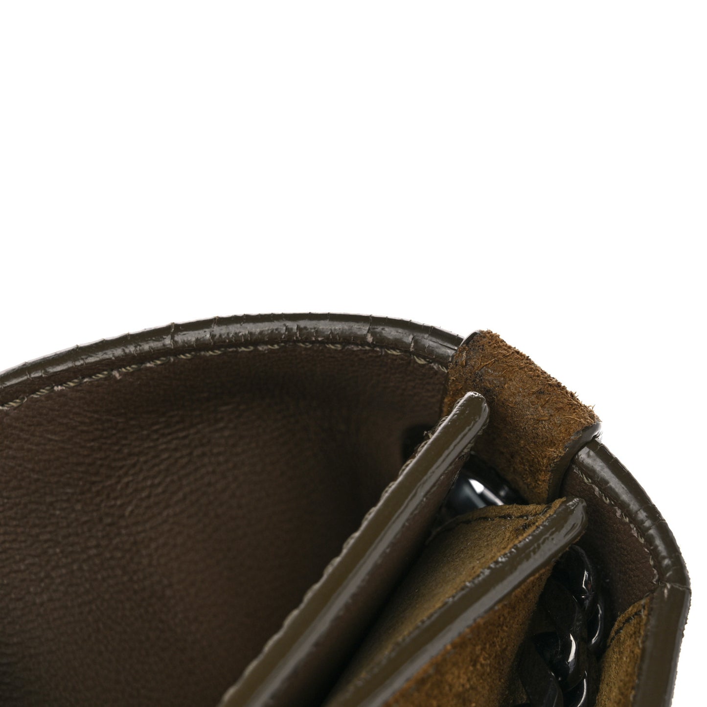 Suede Patent Mini Rebel Crossbody Brown