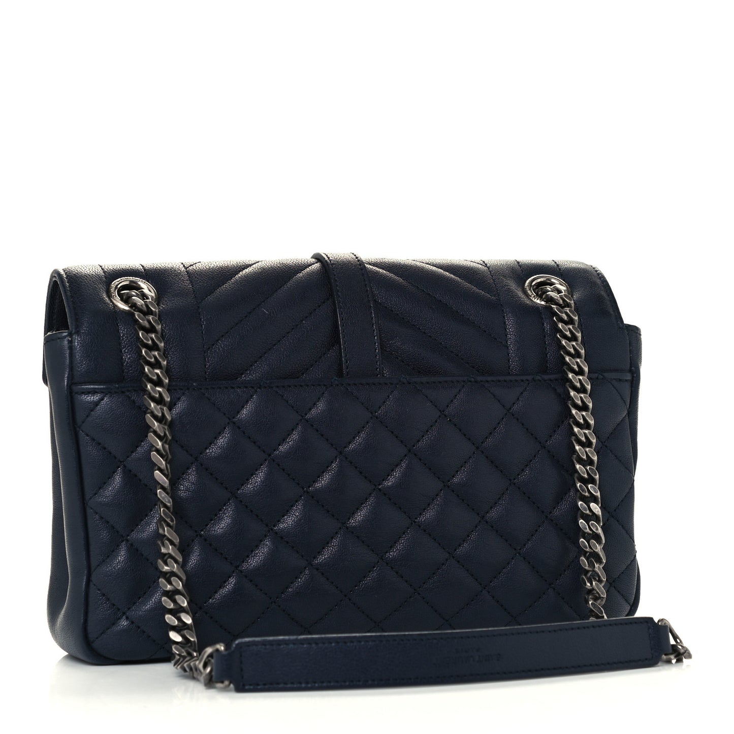Sheepskin Tri-Quilt Monogram Medium Soft Envelope Bag Deep Marine