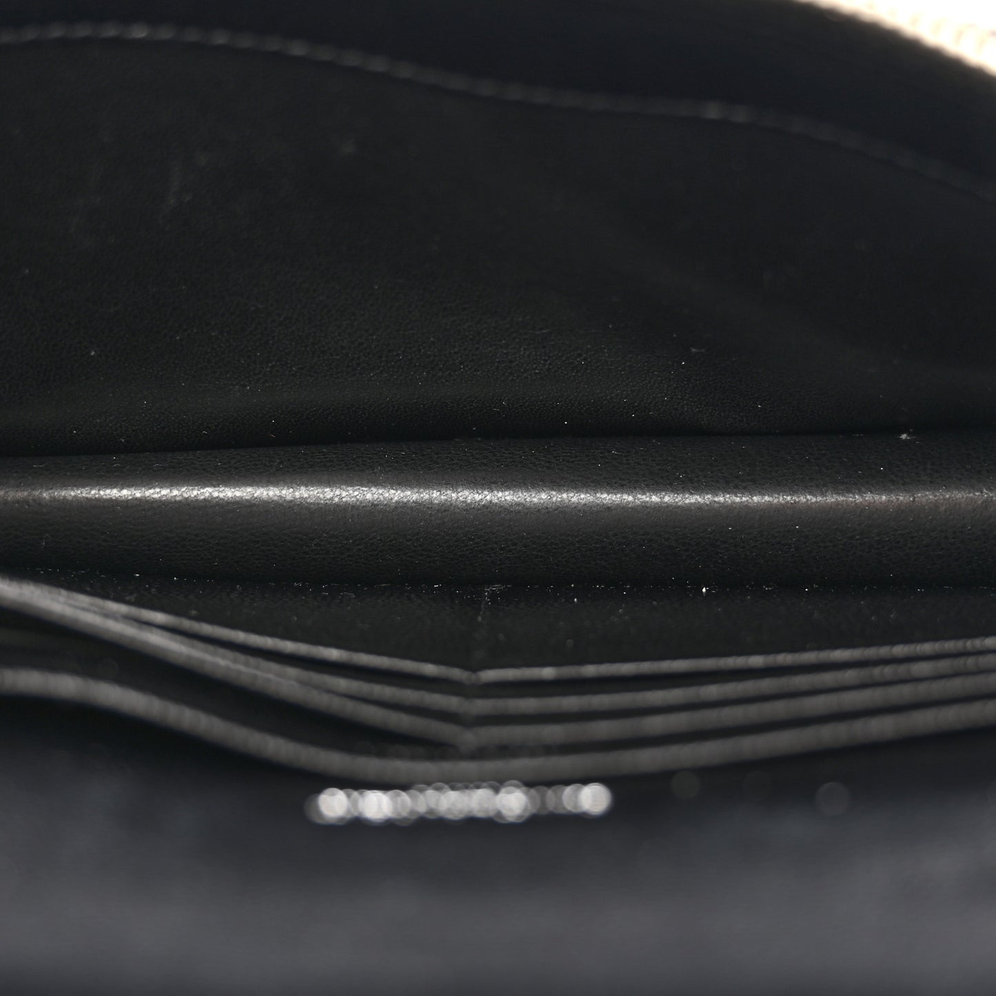 Grain De Poudre Matelasse Chevron Monogram Envelope Chain Wallet Black