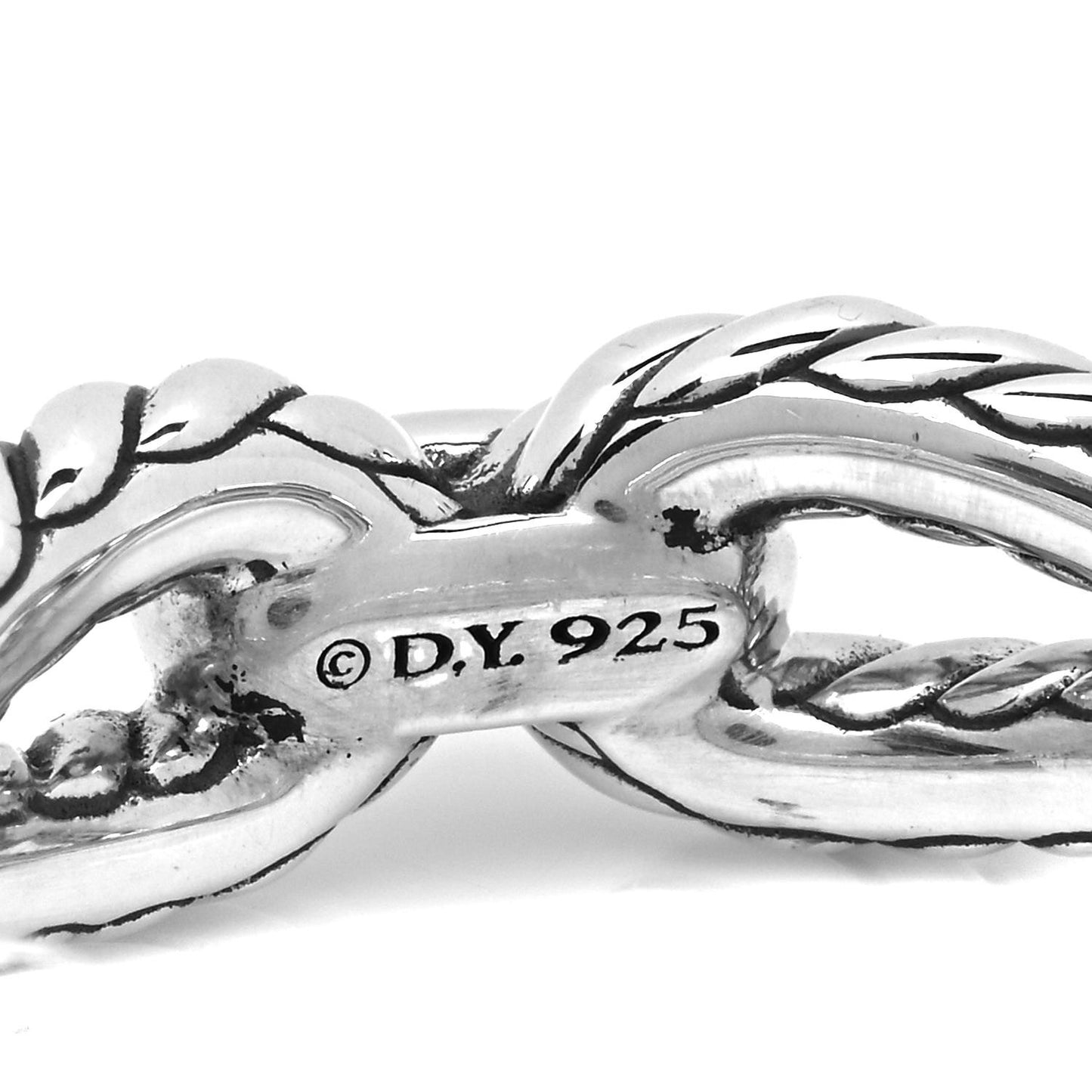 Sterling Silver Pave Diamond Cable Loop Ring 53 6.5