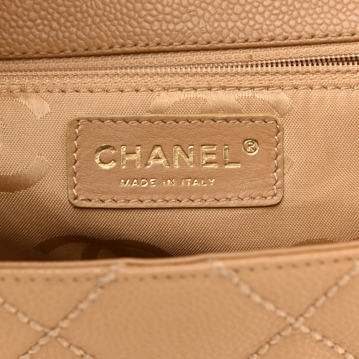 Caviar Quilted Wild Stitch Medium Single Flap Beige