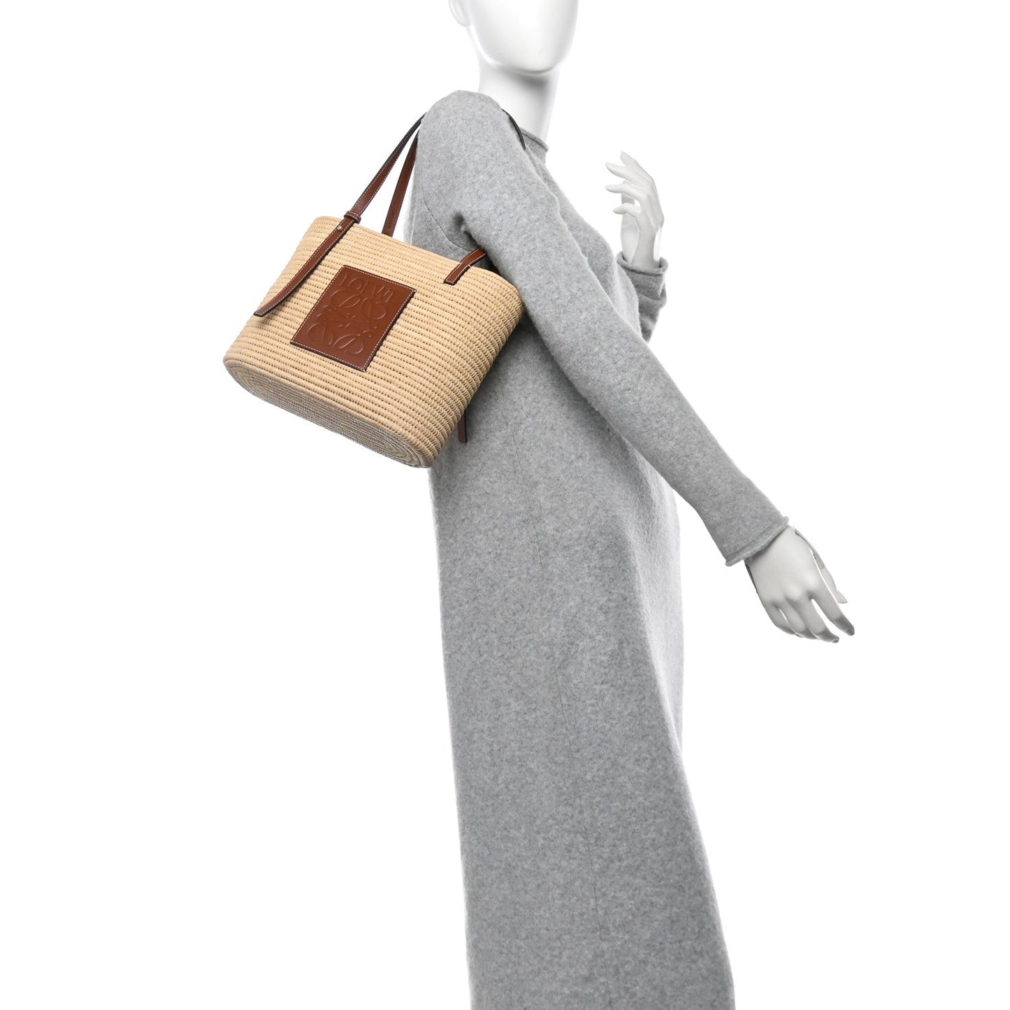 Raffia Small Square Basket Tote Bag Natural Tan