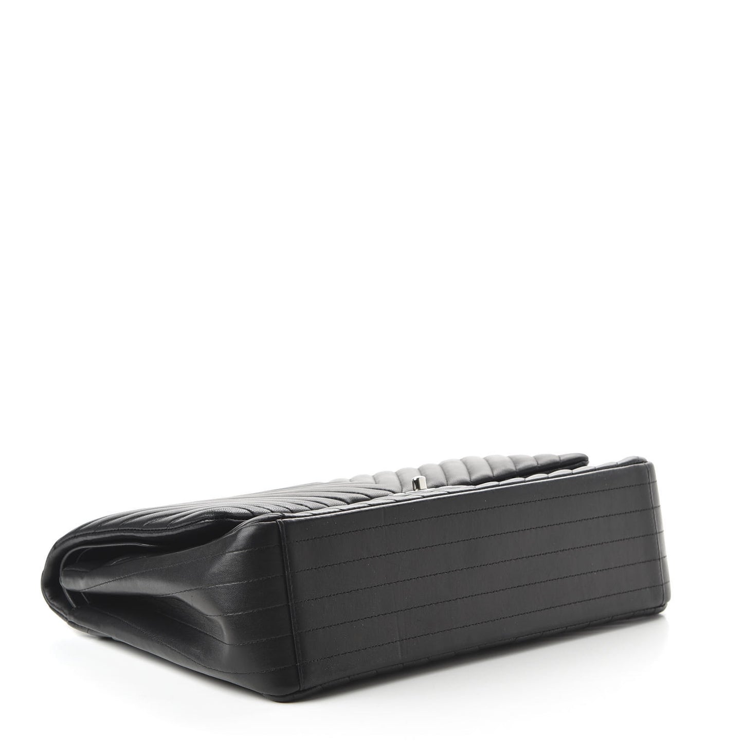 Lambskin Chevron Quilted Maxi Double Flap Black